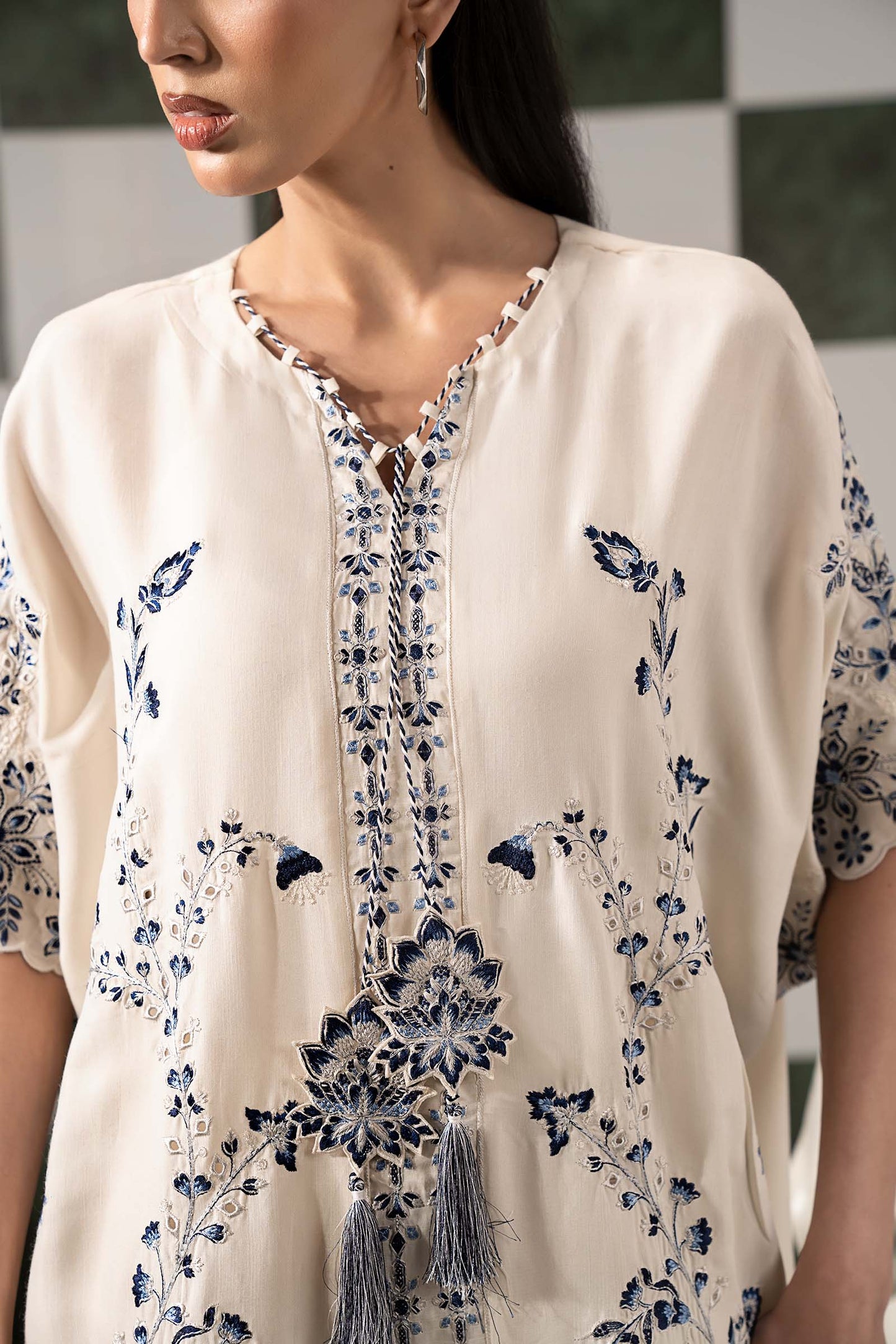 2 Piece Embroidered Raw Silk Suit