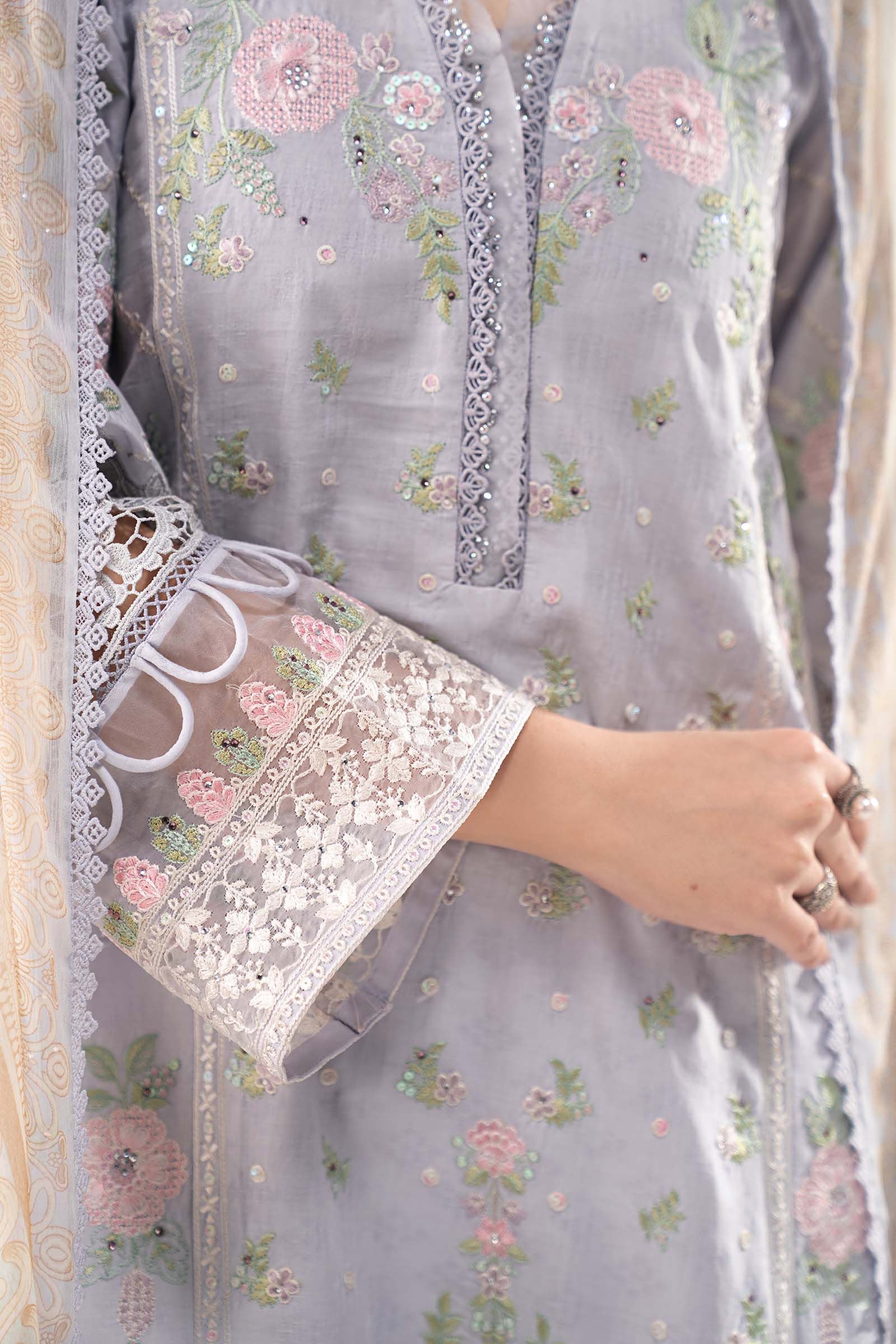3 Piece Embroidered Dobby Lawn Suit