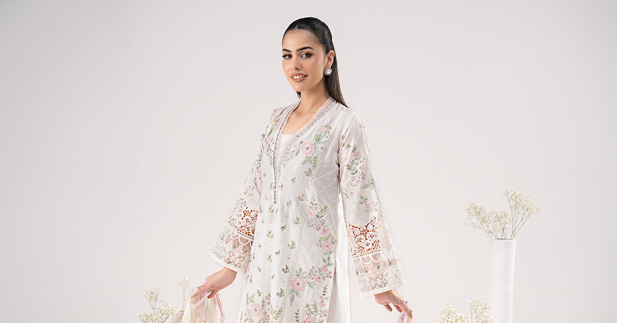 3 Piece Embroidered Dobby Lawn Suit