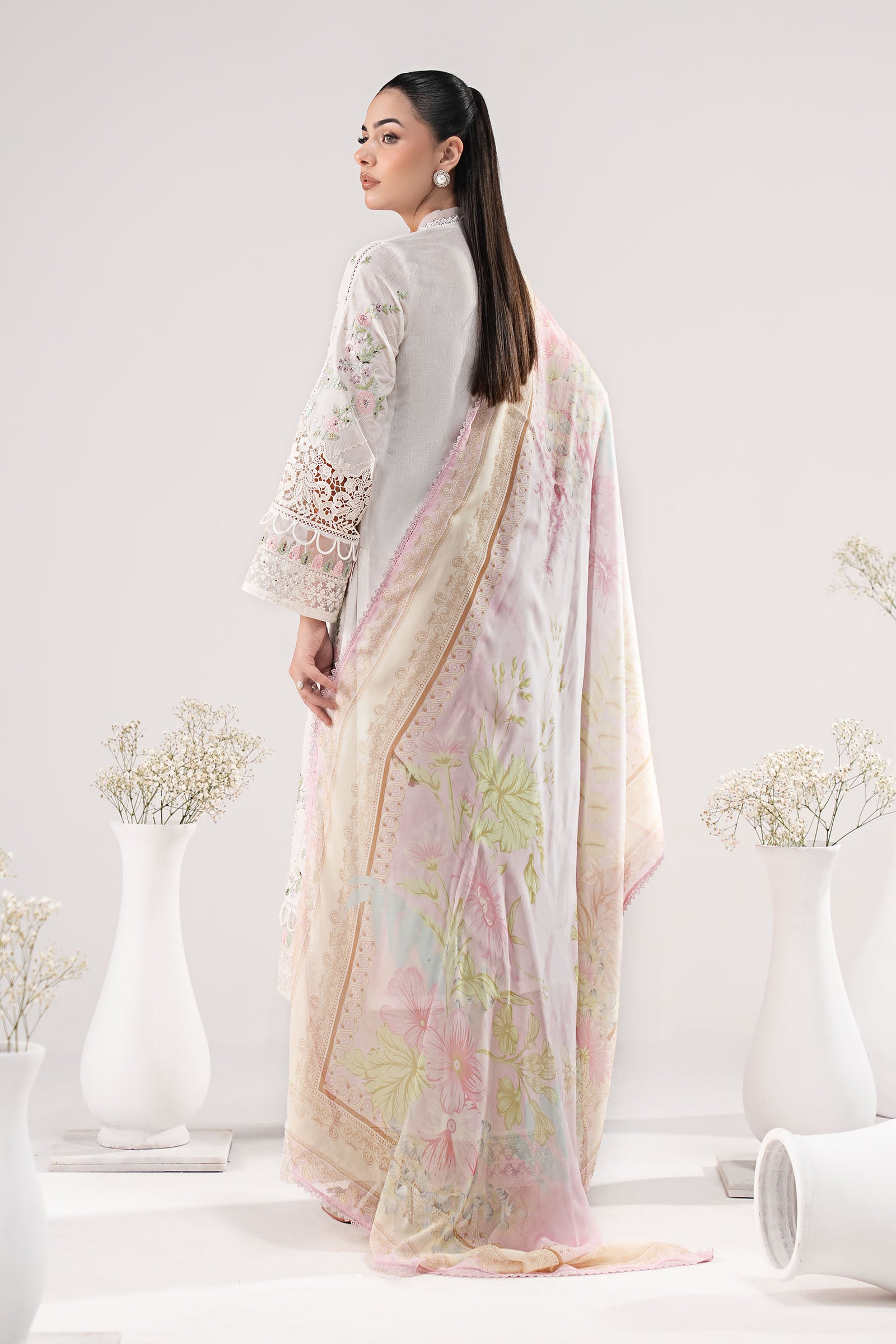 3 Piece Embroidered Dobby Lawn Suit