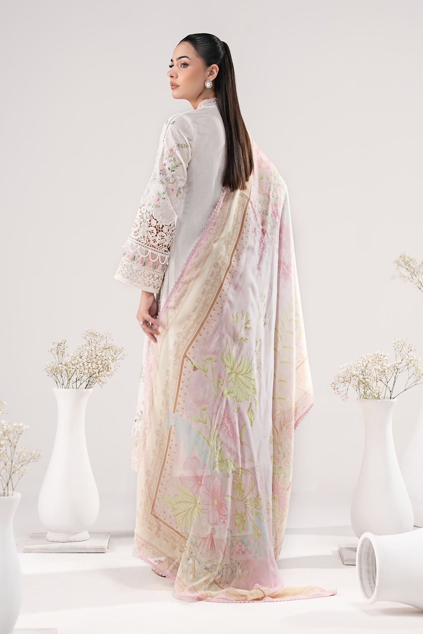 3 Piece Embroidered Dobby Lawn Suit