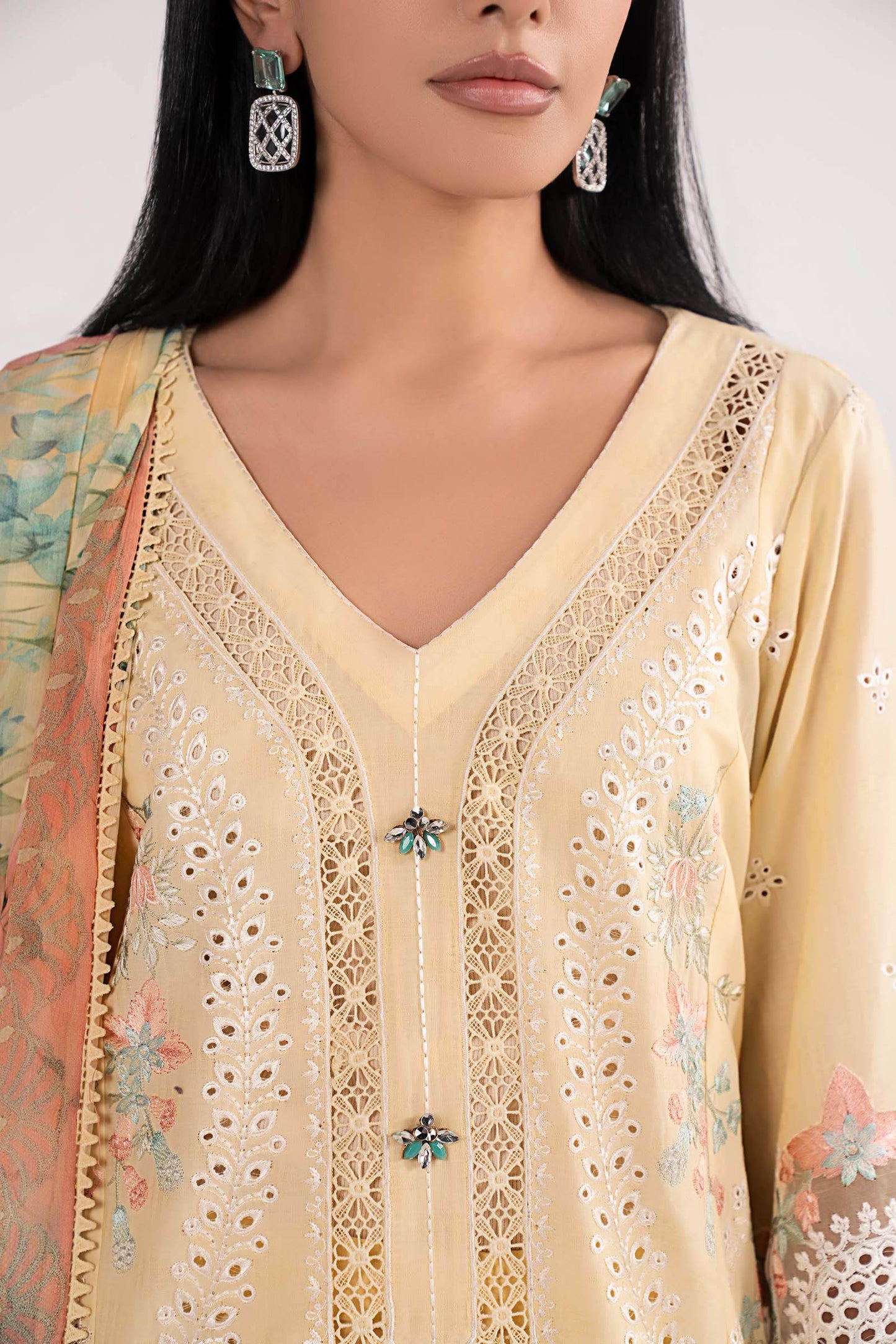 3 Piece Embroidered Dobby Lawn Suit