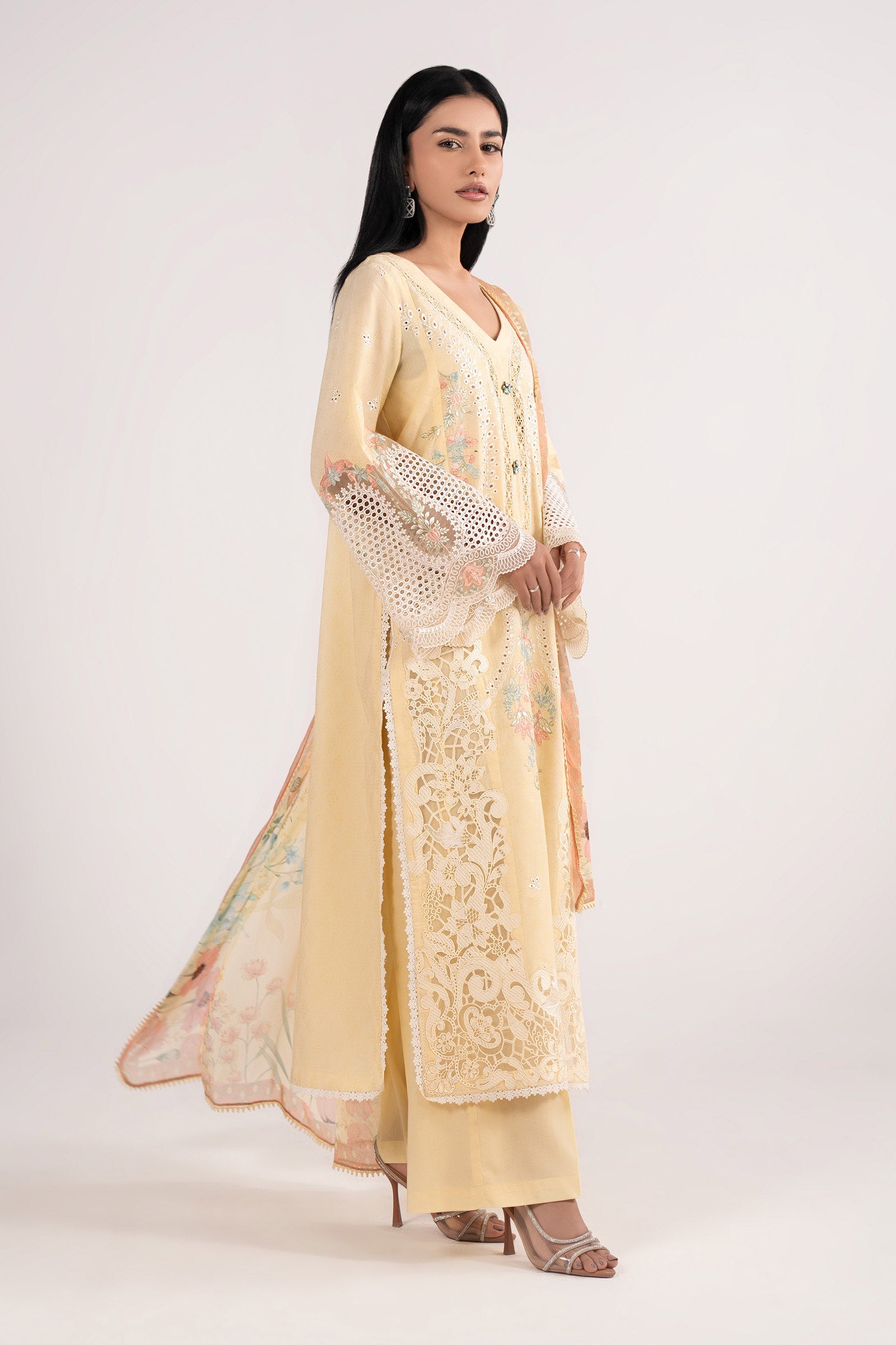 3 Piece Embroidered Dobby Lawn Suit