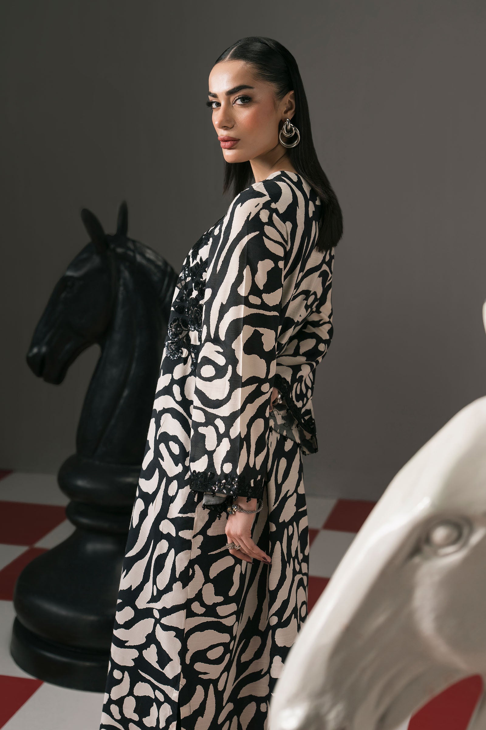 2 Piece Embroidered Raw Silk Suit