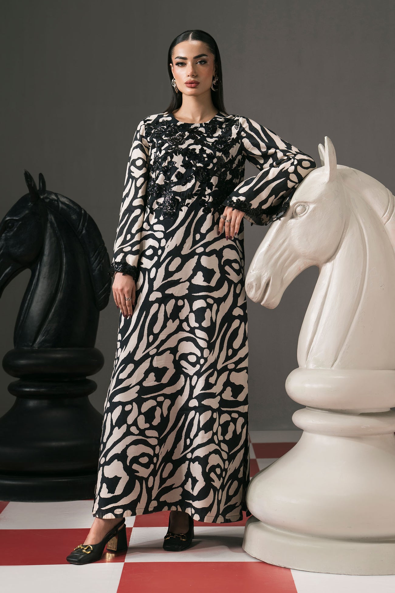 2 Piece Embroidered Raw Silk Suit