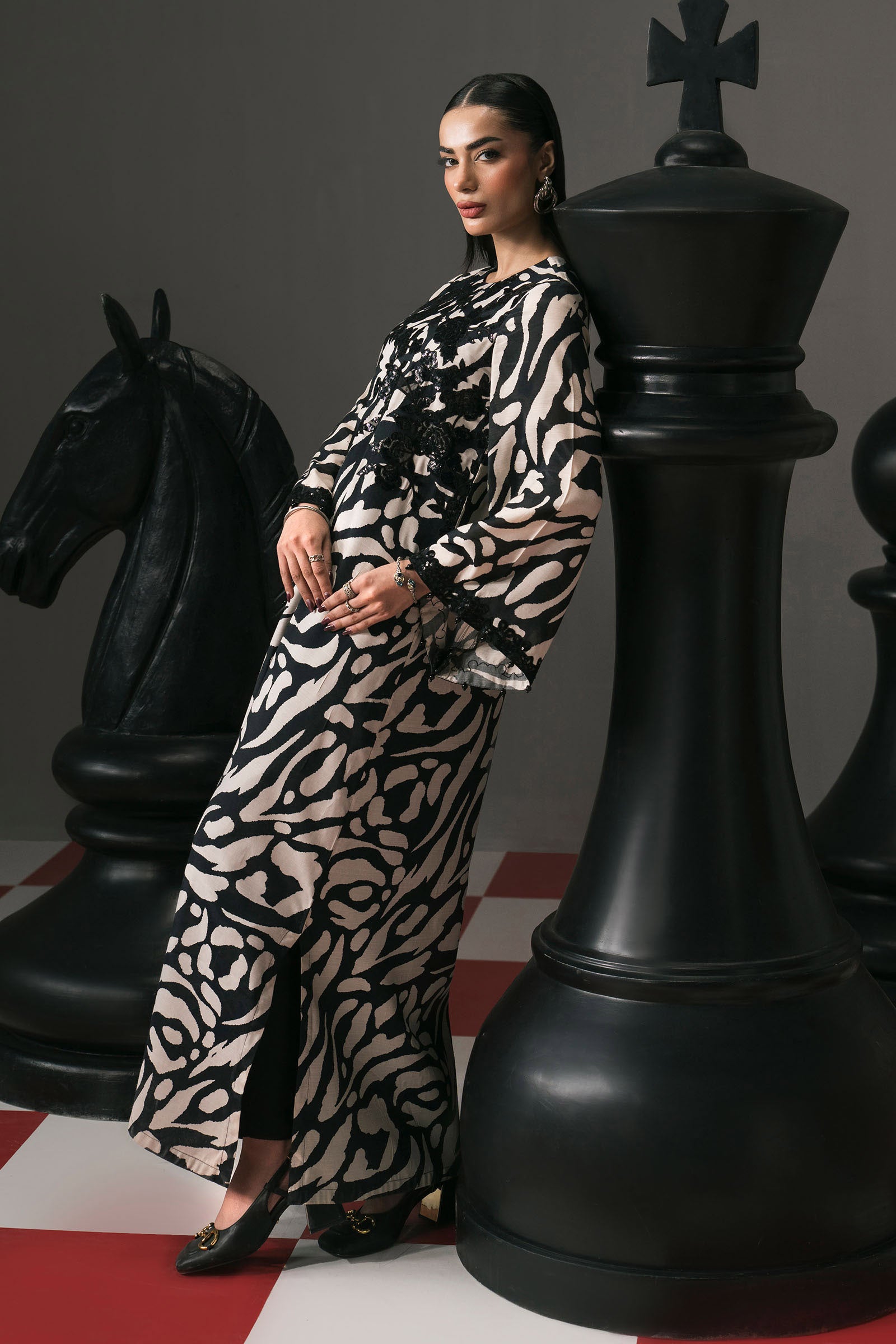 2 Piece Embroidered Raw Silk Suit