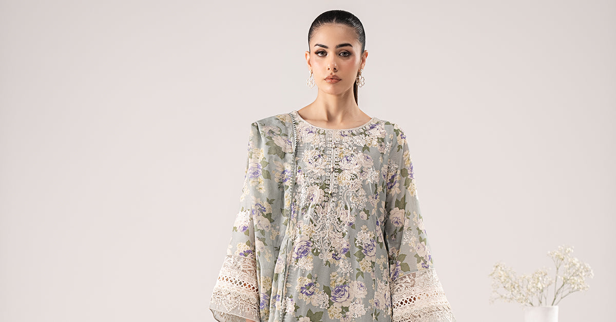 3 Piece Embroidered Dobby Lawn Suit