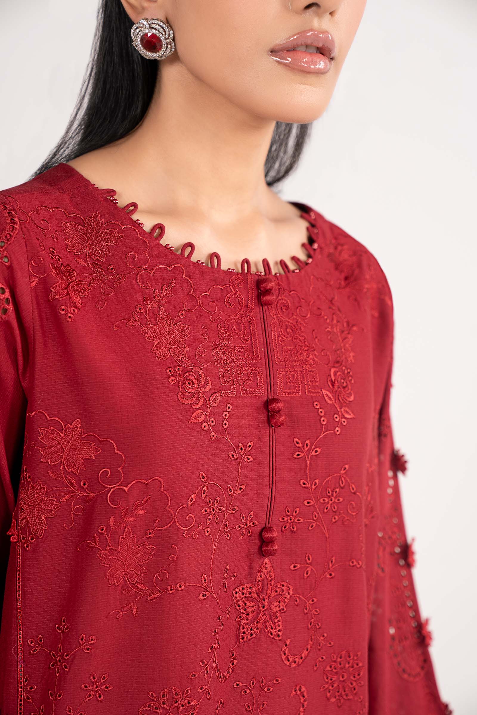 3 Piece Embroidered Dobby Lawn Suit