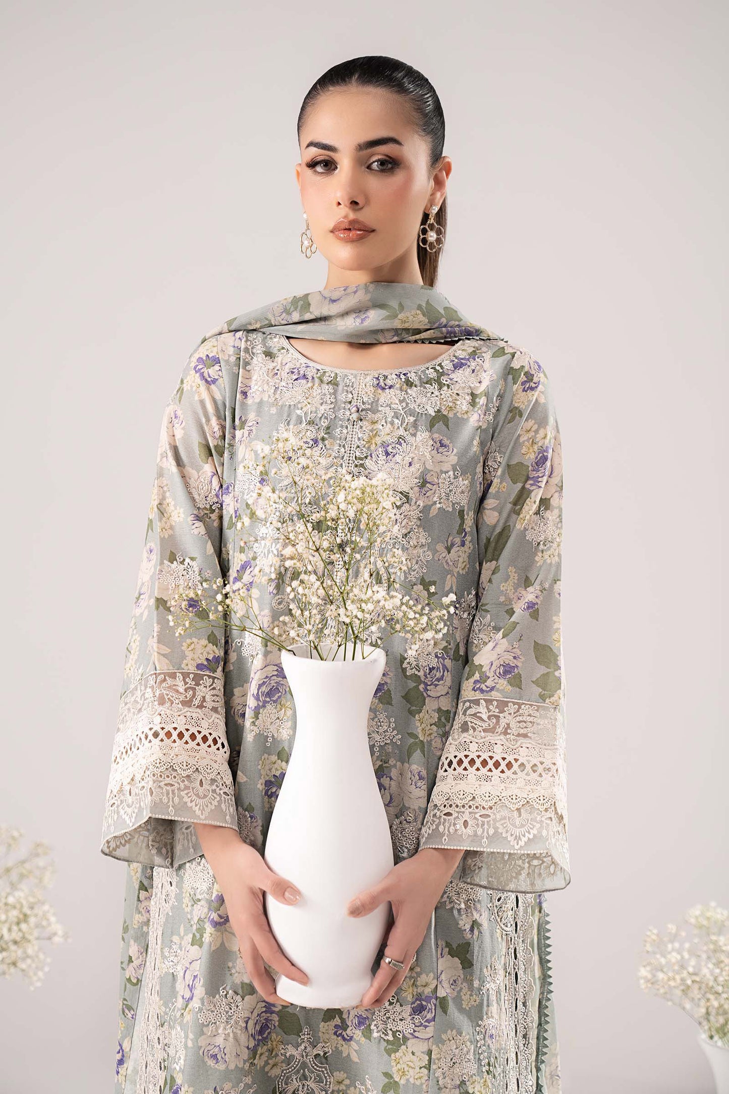 3 Piece Embroidered Dobby Lawn Suit