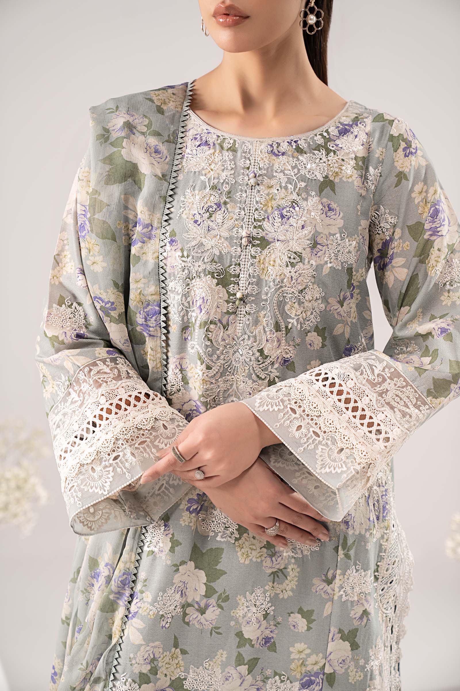 3 Piece Embroidered Dobby Lawn Suit