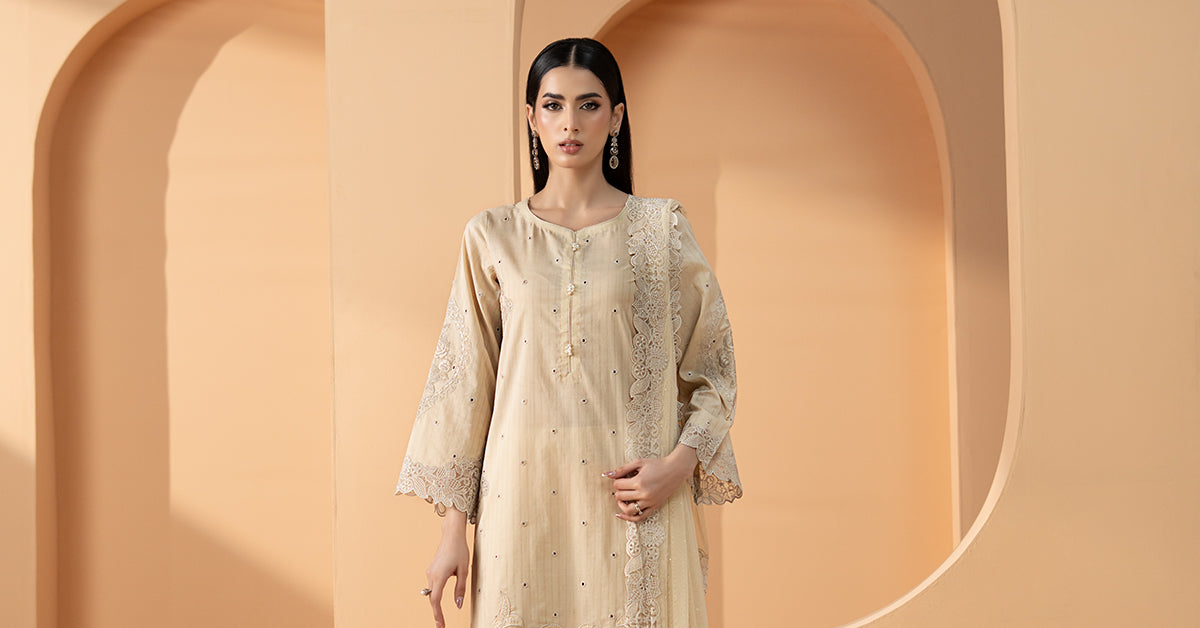 3 Piece Embroidered Dobby Lawn Suit