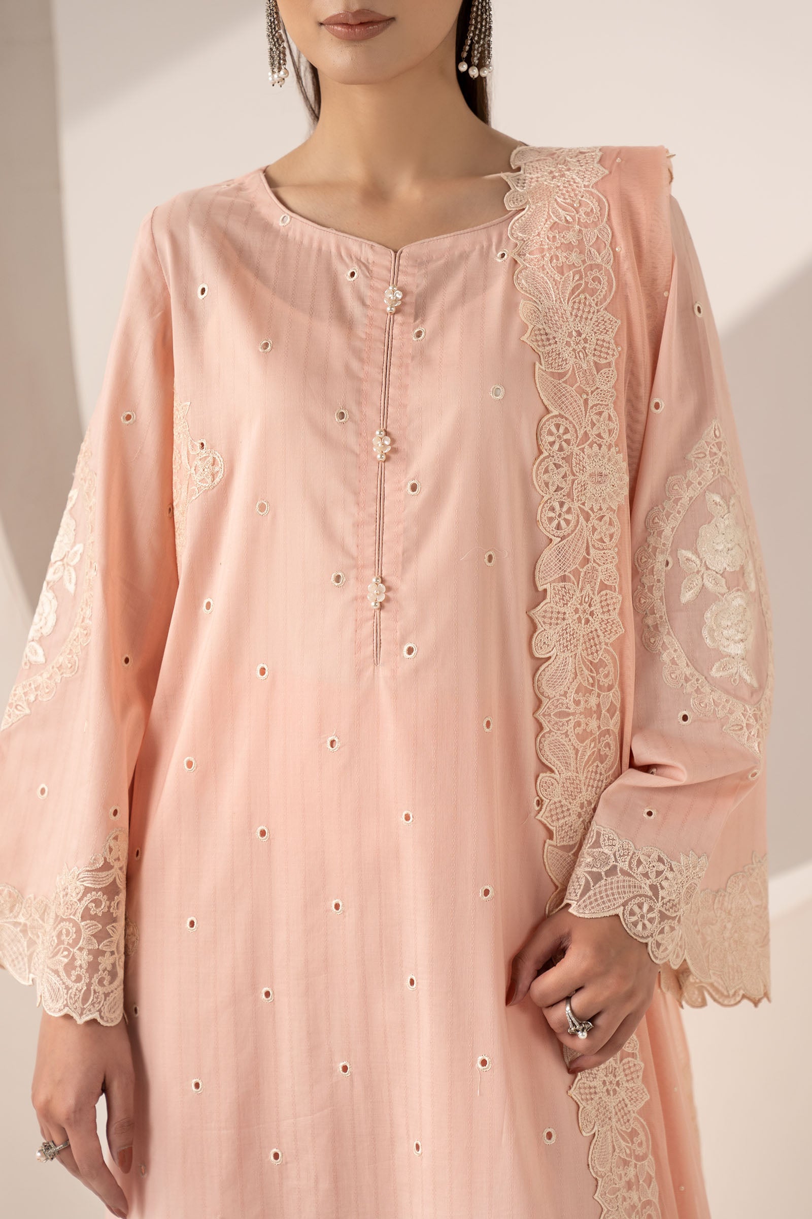 3 Piece Embroidered Dobby Lawn Suit