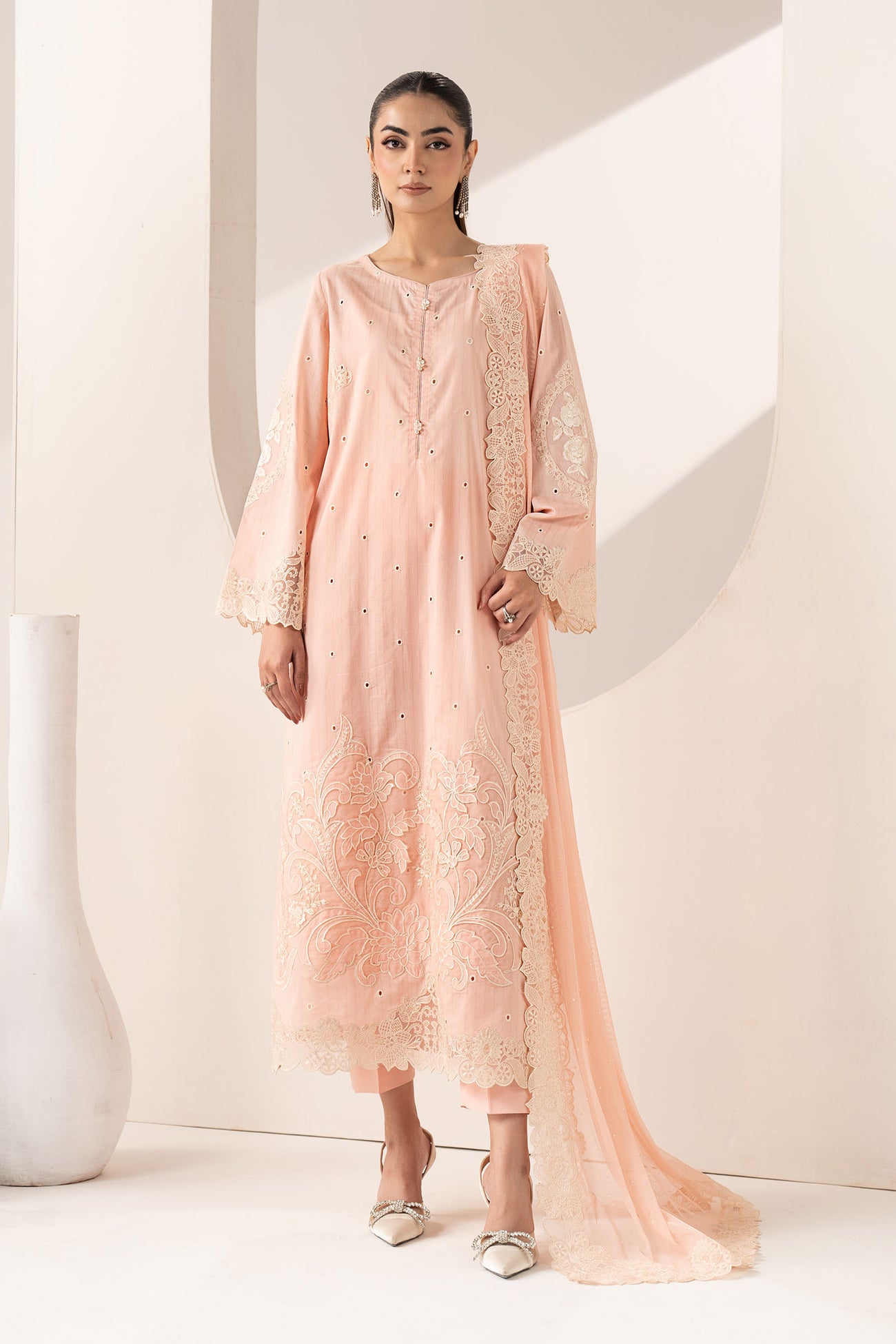 3 Piece Embroidered Dobby Lawn Suit