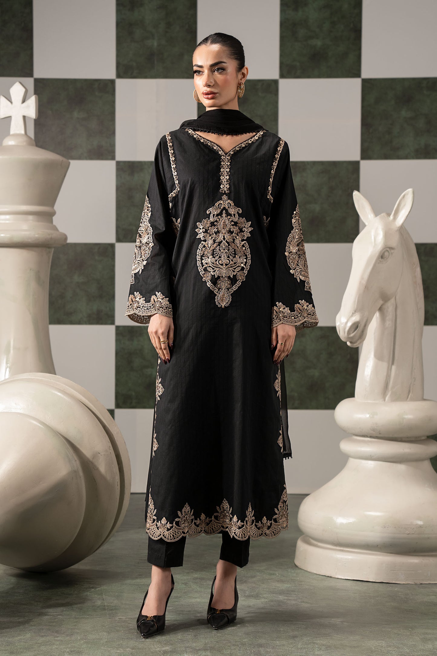 3 Piece Embroidered Dobby Lawn Suit