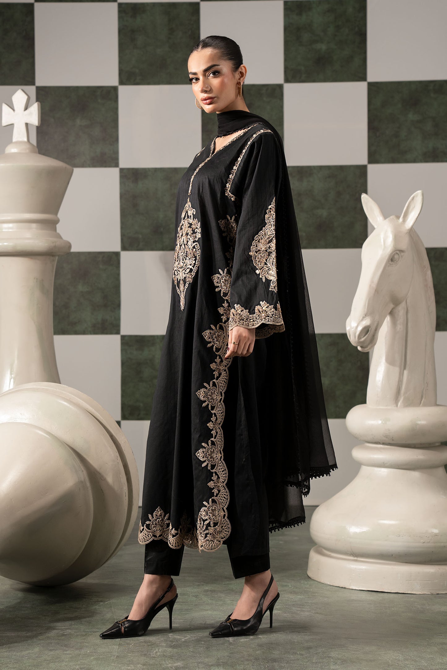 3 Piece Embroidered Dobby Lawn Suit