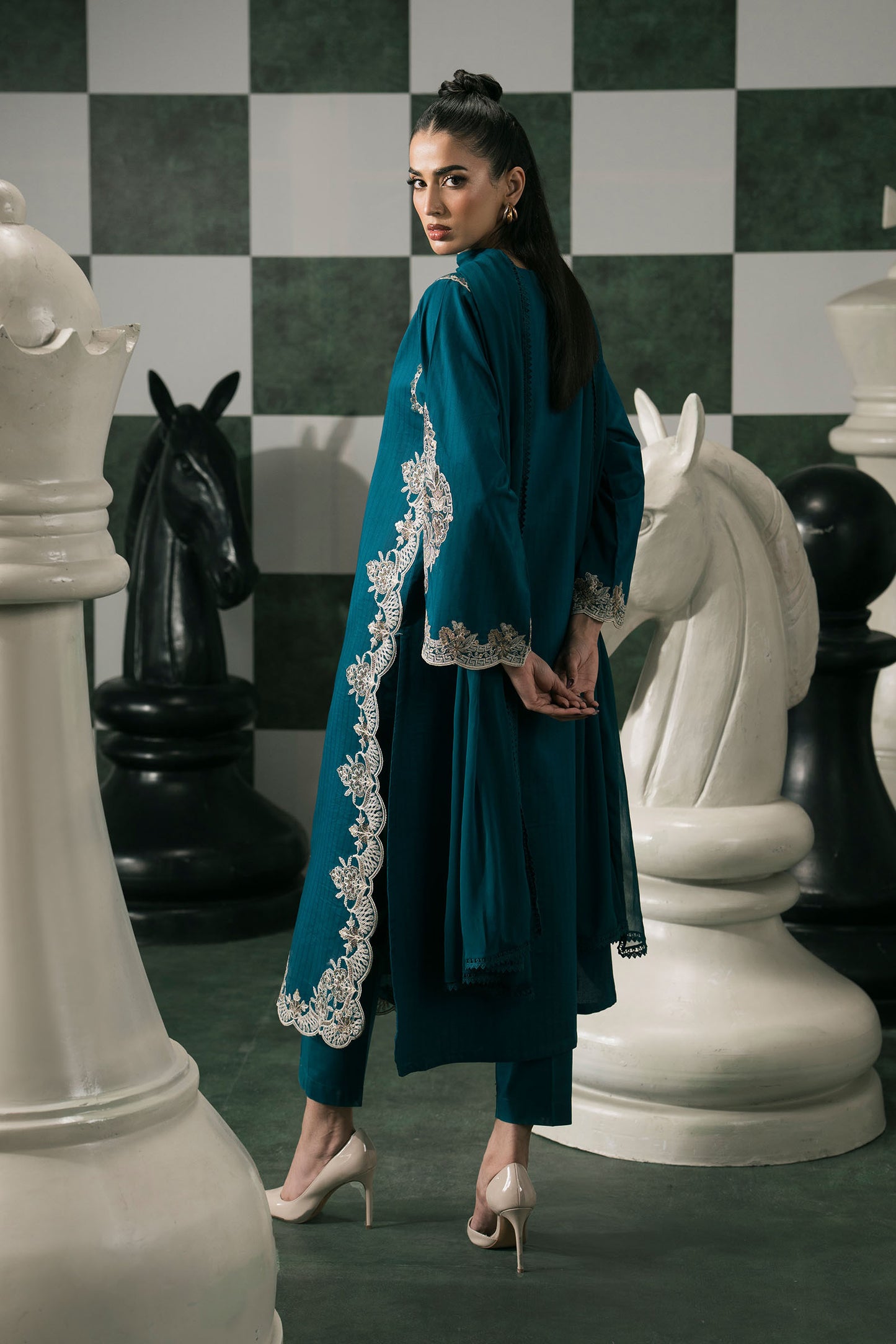 3 Piece Embroidered Dobby Lawn Suit