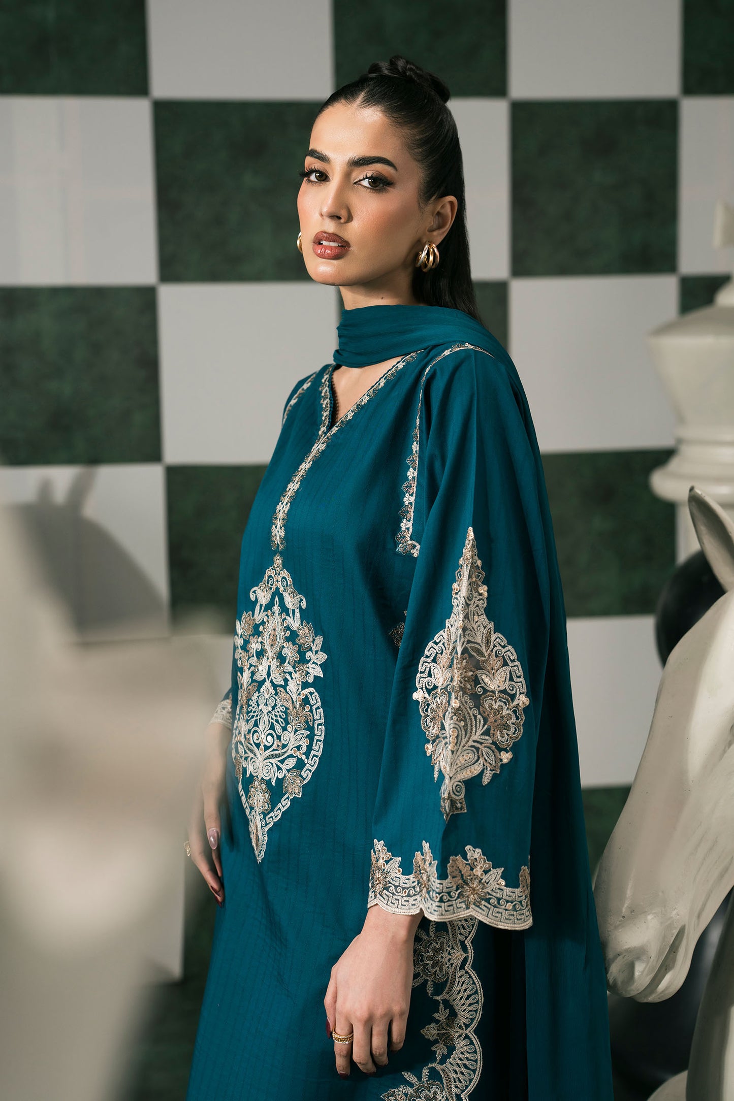 3 Piece Embroidered Dobby Lawn Suit