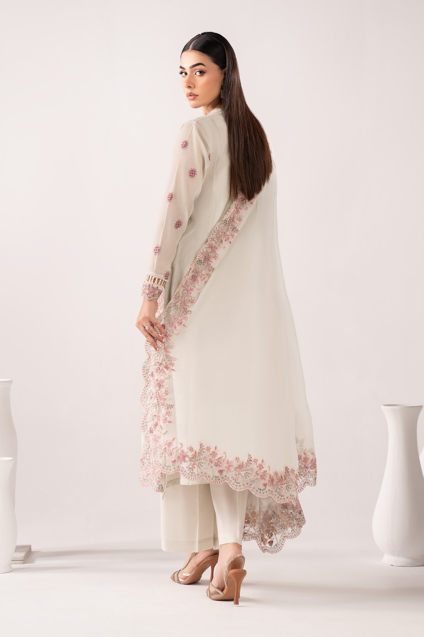 3 Piece Embroidered Paper Cotton Suit