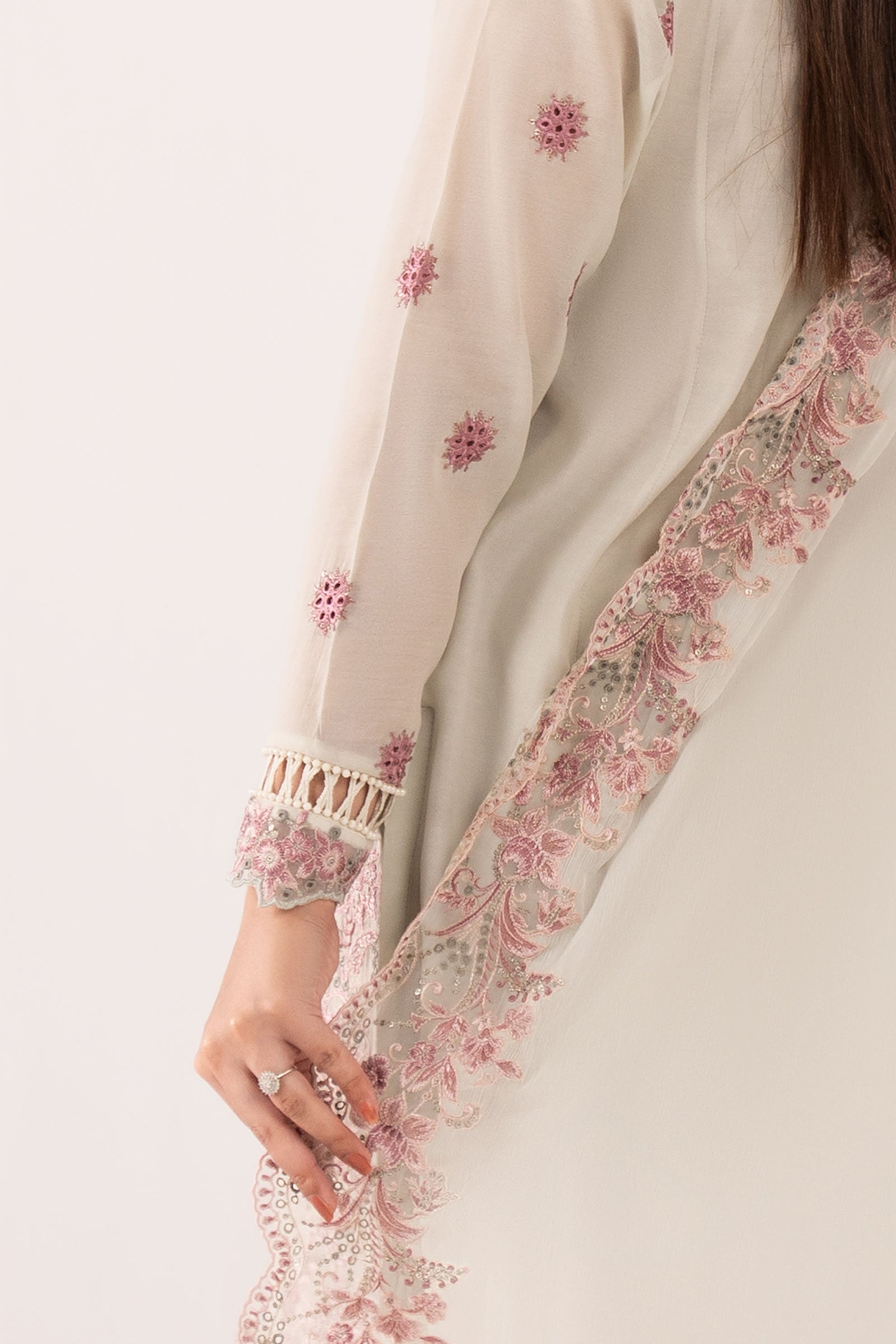 3 Piece Embroidered Paper Cotton Suit