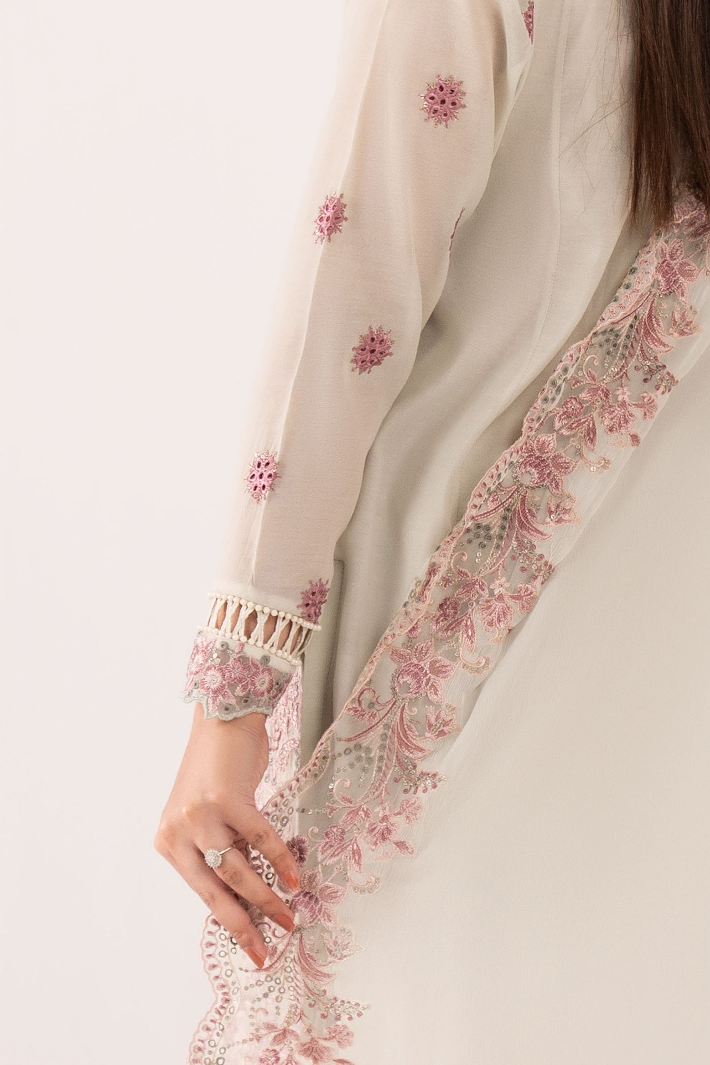 3 Piece Embroidered Paper Cotton Suit