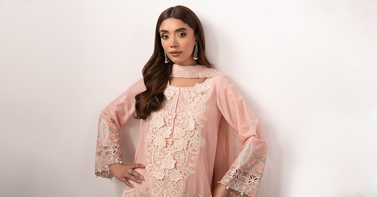 3 Piece Embroidered Dobby Lawn Suit