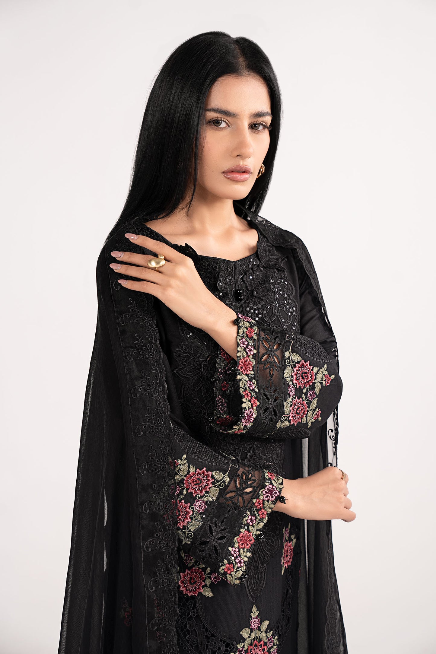 3 Piece Embroidered Dobby Lawn Suit