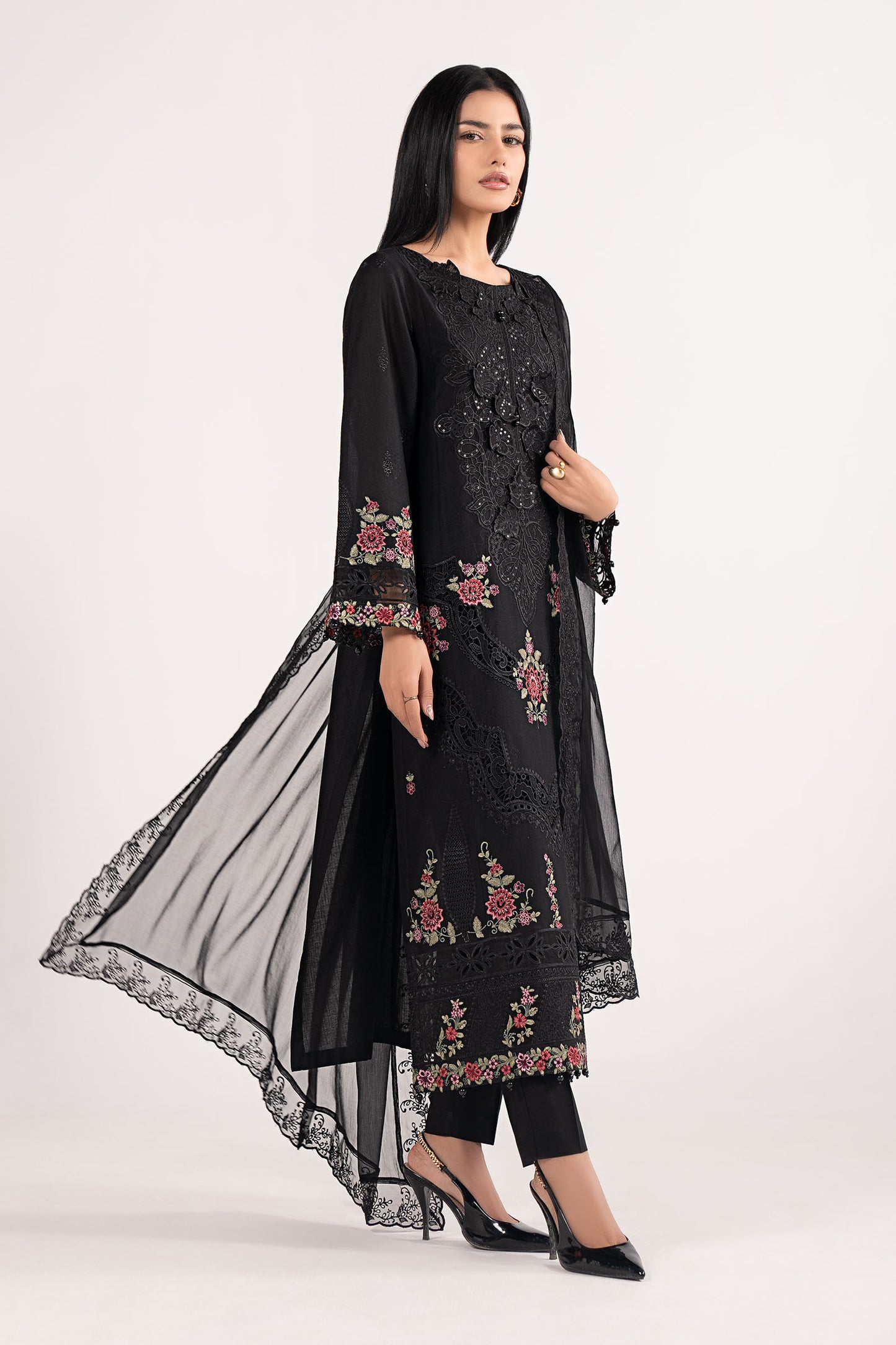 3 Piece Embroidered Dobby Lawn Suit