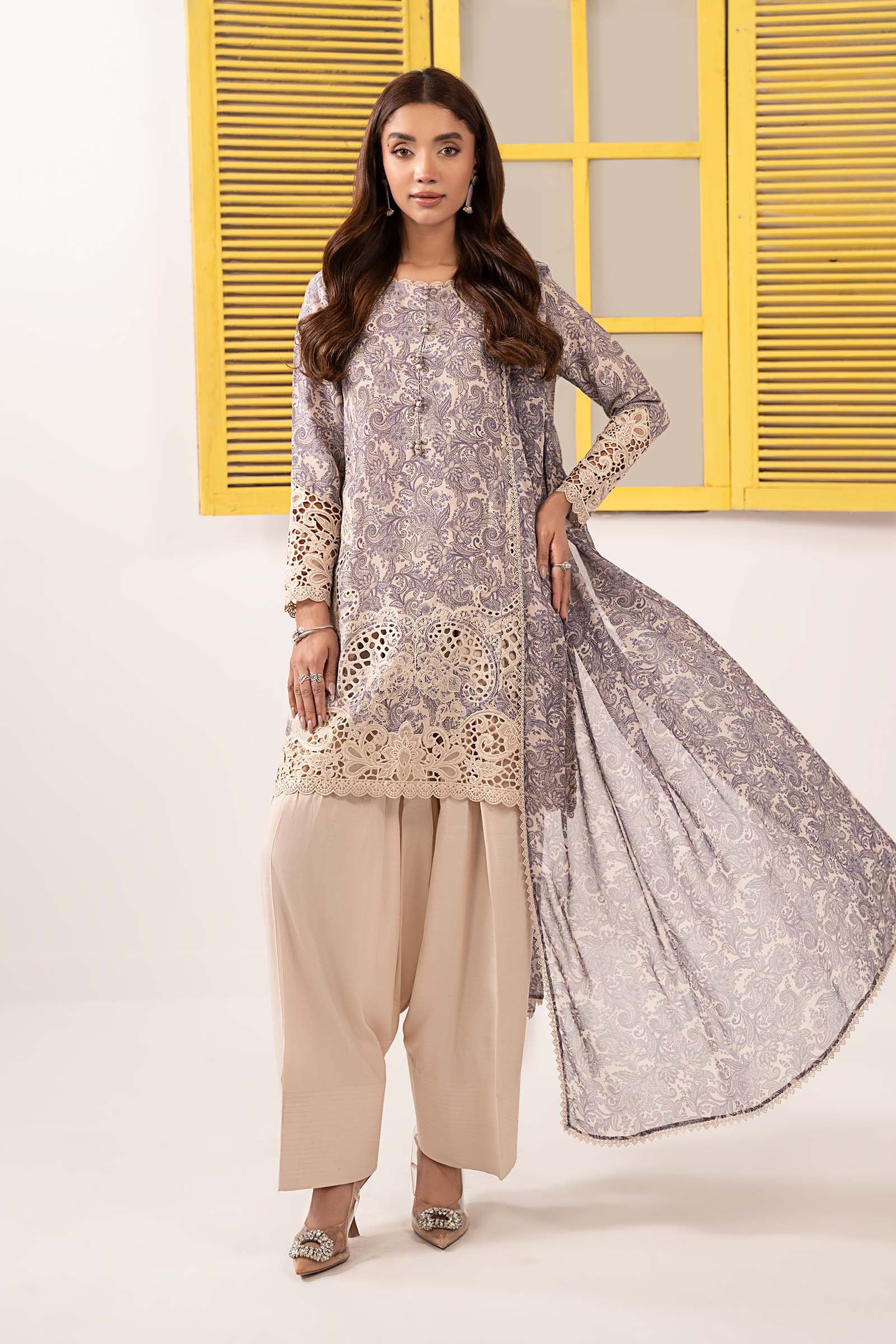 3 Piece Embroidered Silk Suit