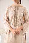 3 Piece Embroidered Raw Silk Suit