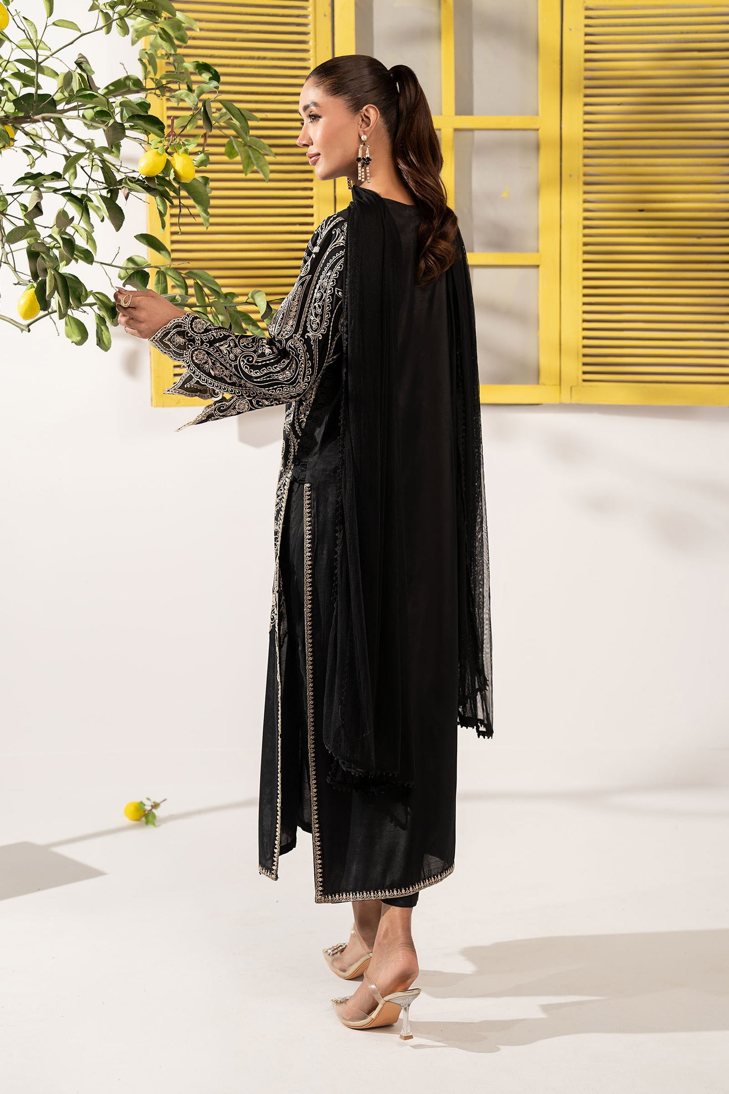 3 Piece Embroidered Raw Silk Suit