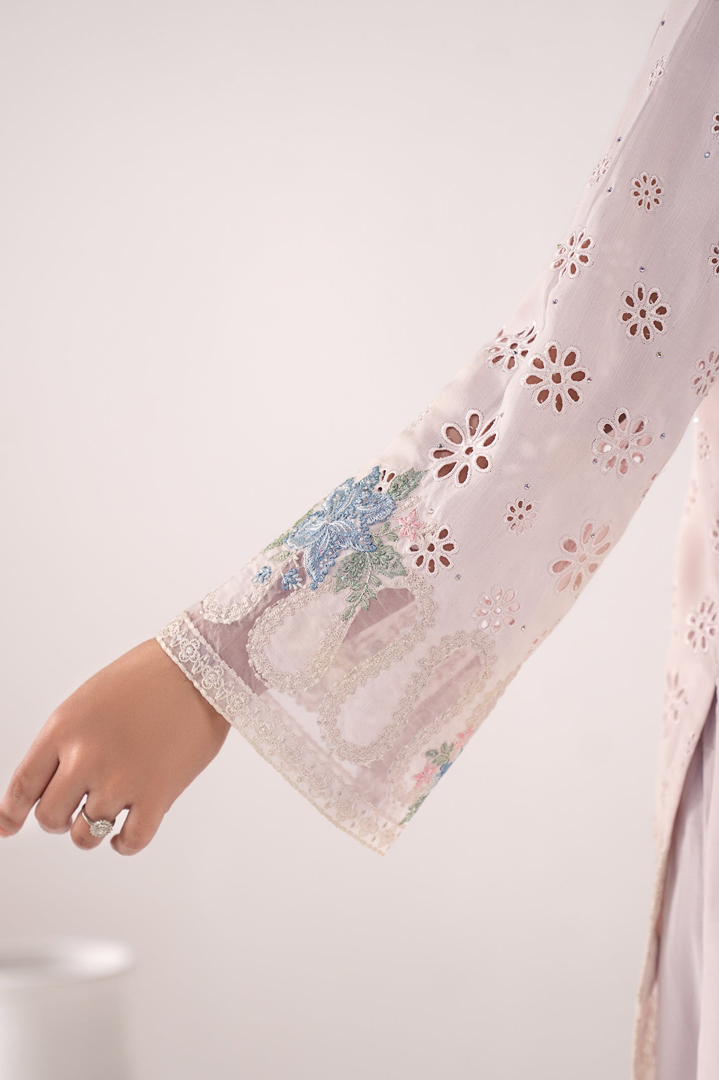 3 Piece Embroidered Pk Raw Silk Suit