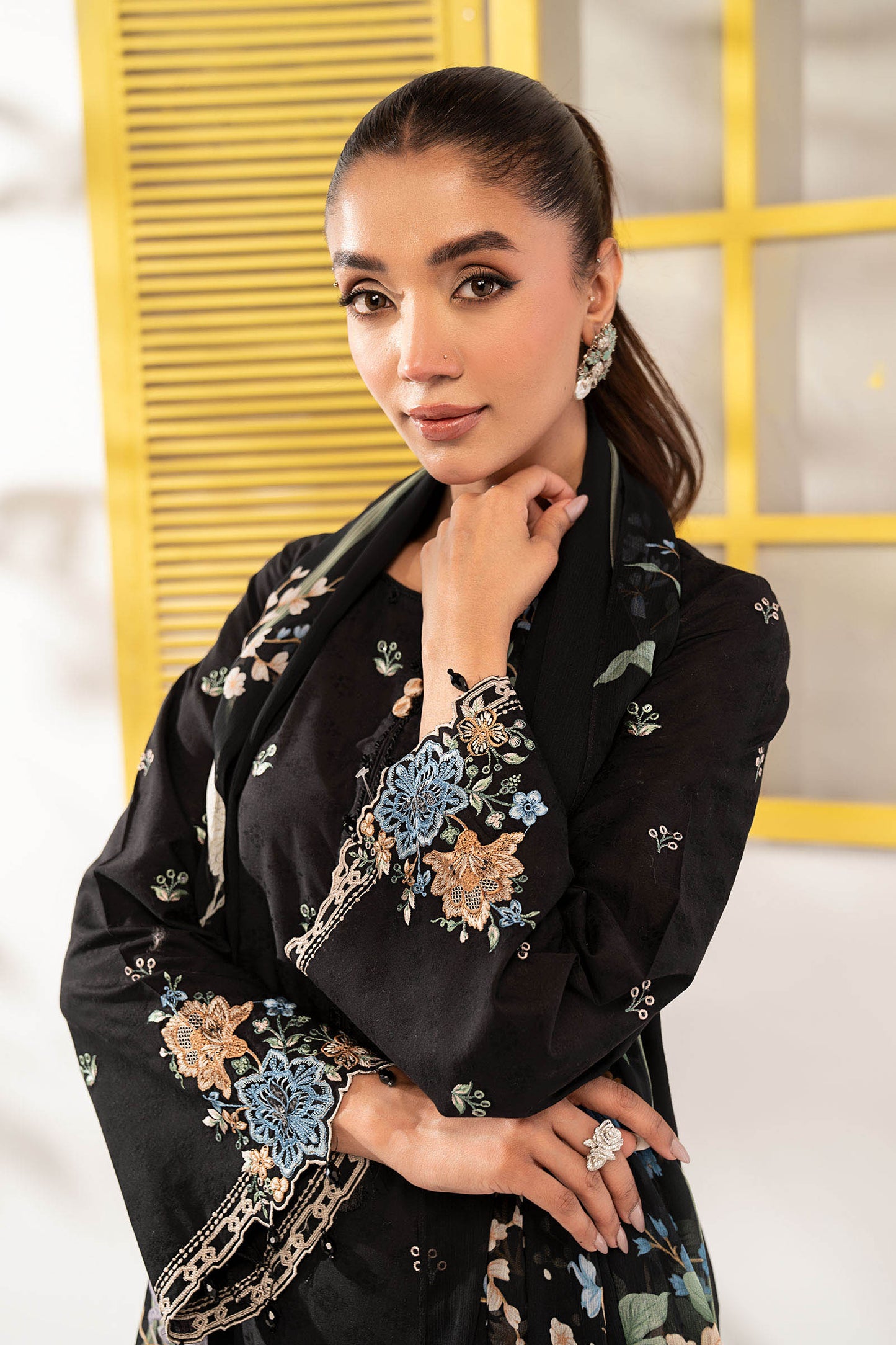 3 Piece Embroidered Dobby Lawn Suit