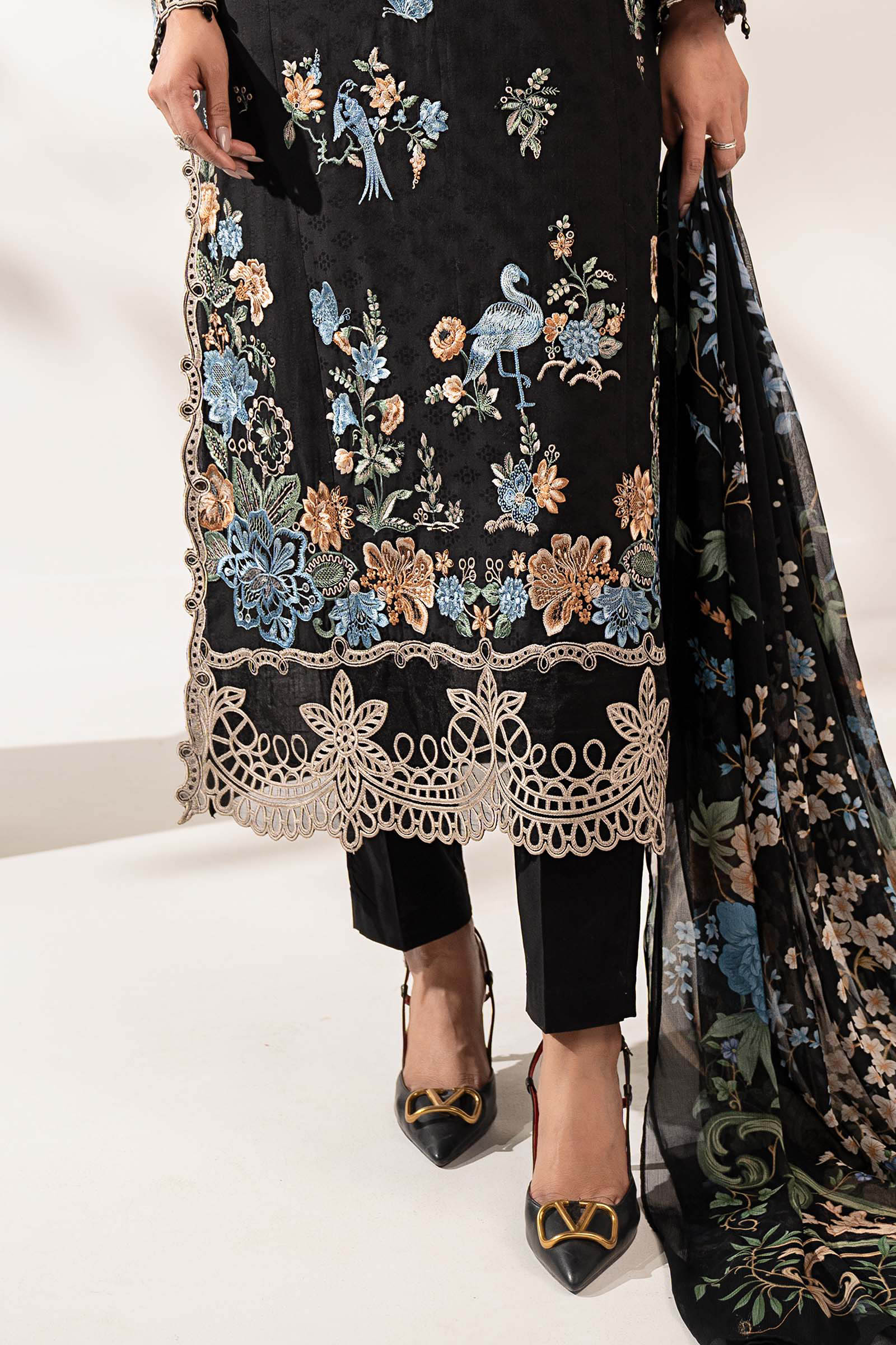 3 Piece Embroidered Dobby Lawn Suit