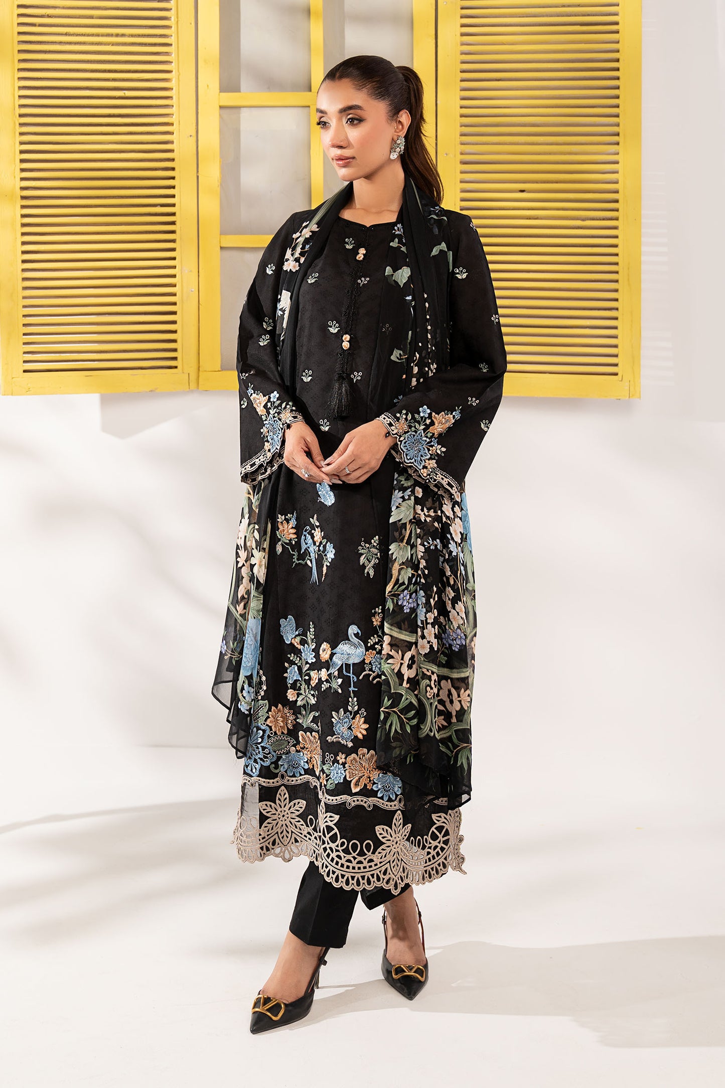 3 Piece Embroidered Dobby Lawn Suit