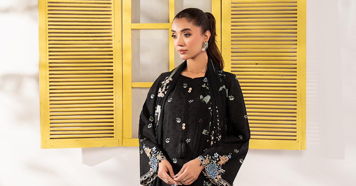 3 Piece Embroidered Dobby Lawn Suit