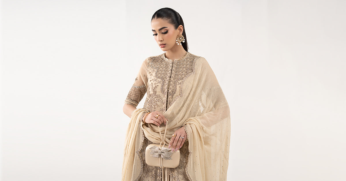 3 Piece Embroidered Organza Suit