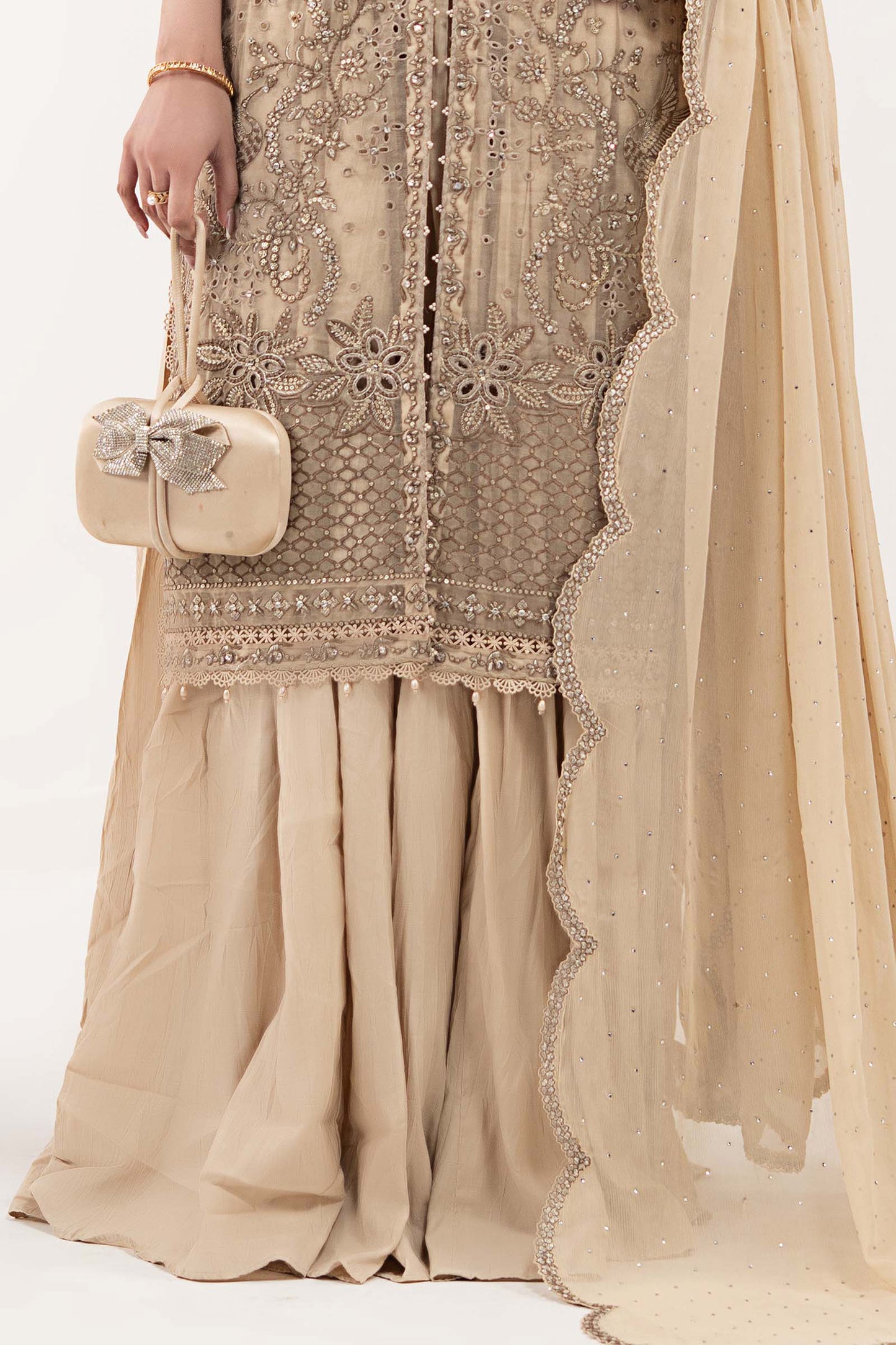 3 Piece Embroidered Organza Suit