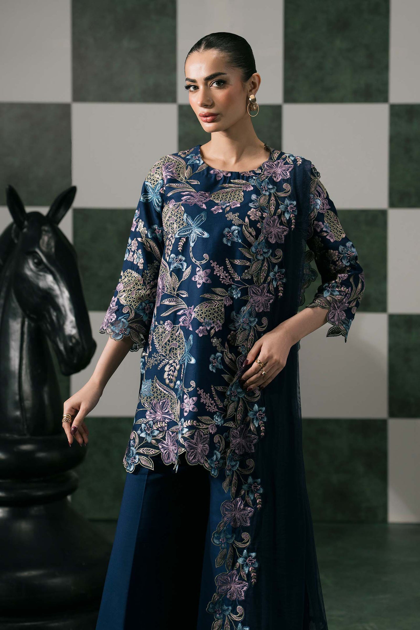 3 Piece Embroidered Dobby Lawn Suit