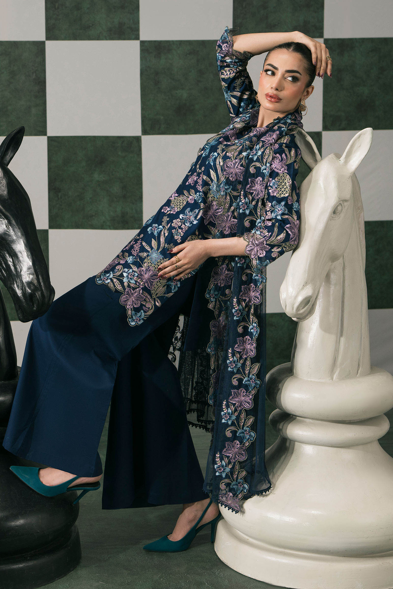 3 Piece Embroidered Dobby Lawn Suit