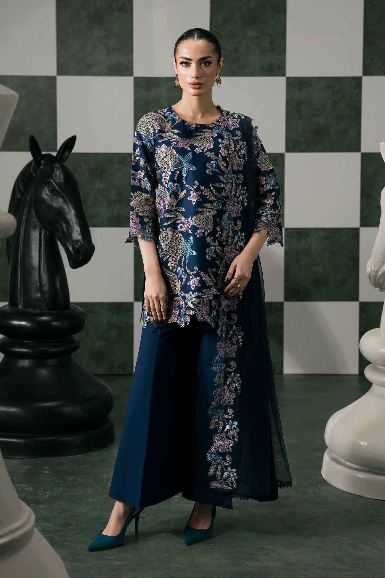 3 Piece Embroidered Dobby Lawn Suit