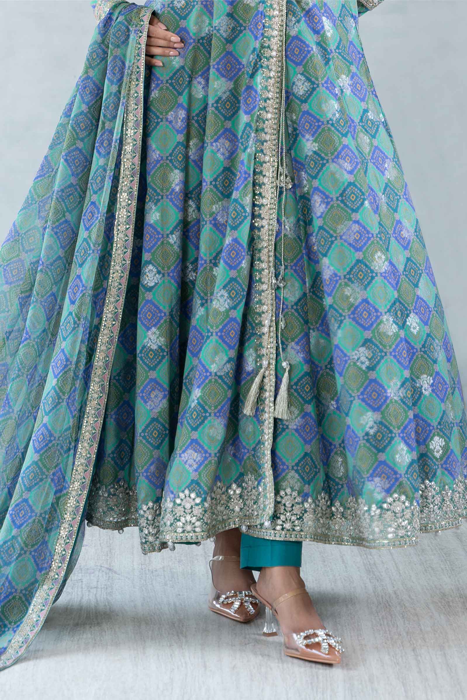 3 Piece Printed Jacquard Broshia Suit