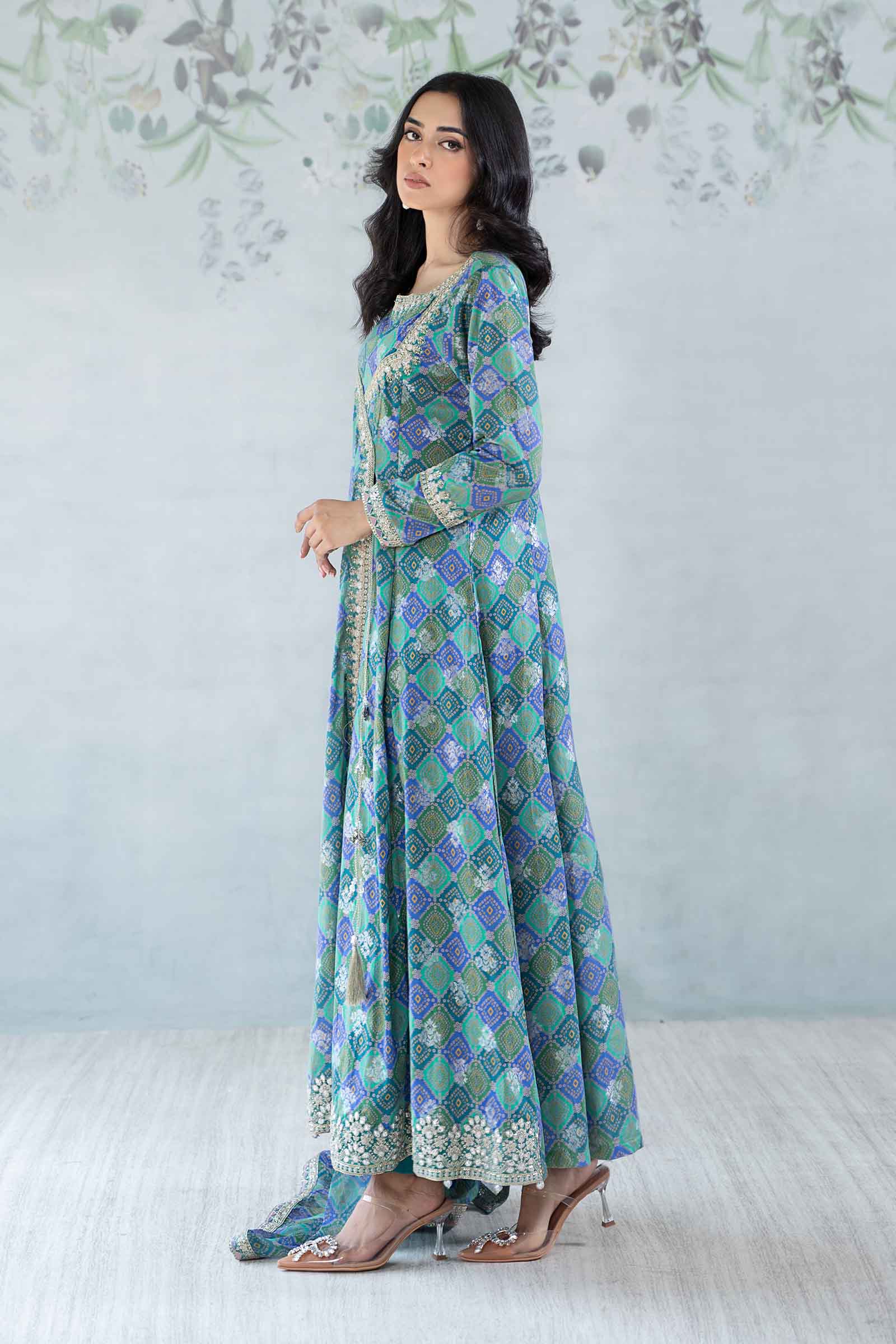 3 Piece Printed Jacquard Broshia Suit