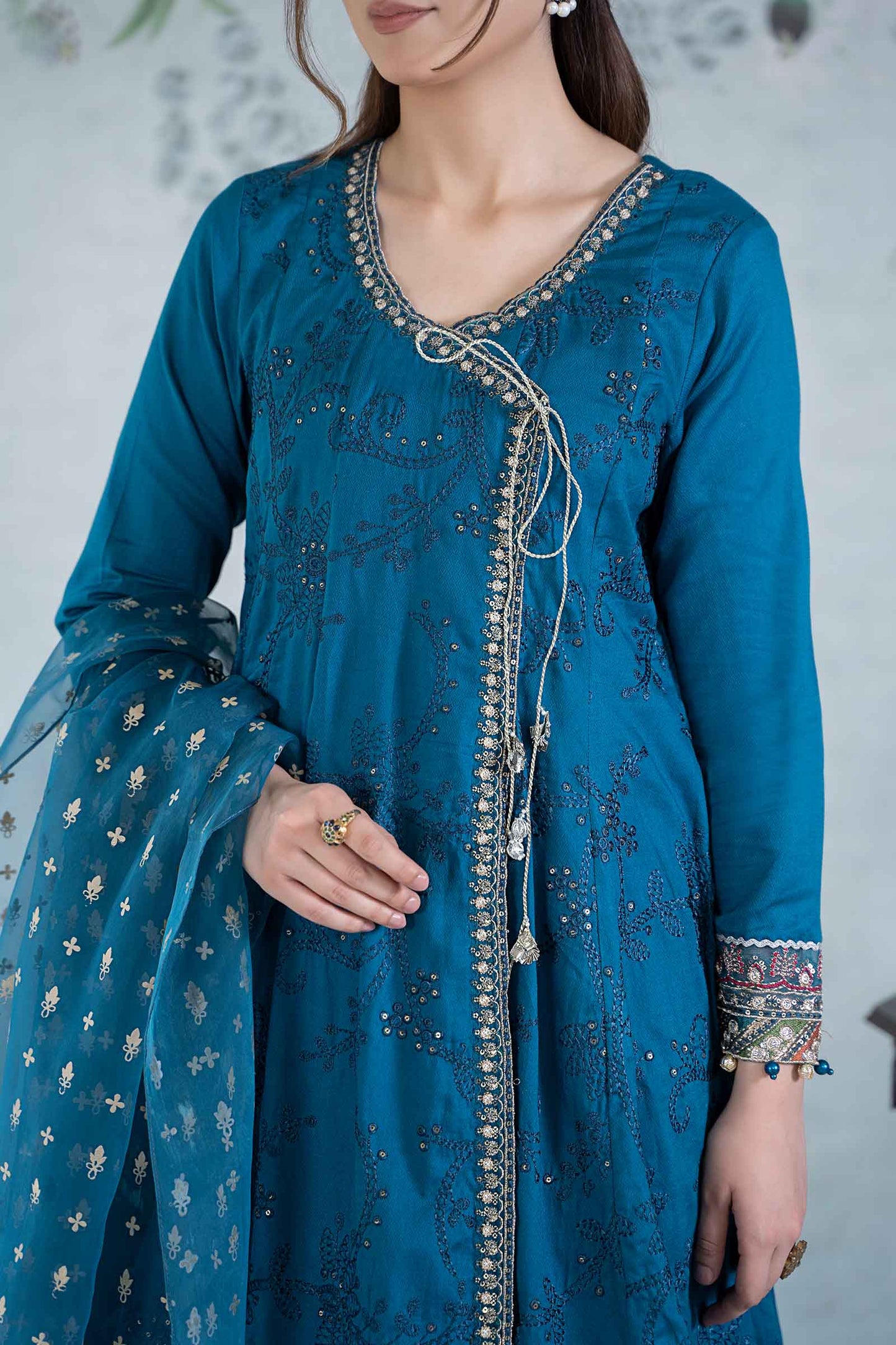 3 Piece Embroidered Net Suit