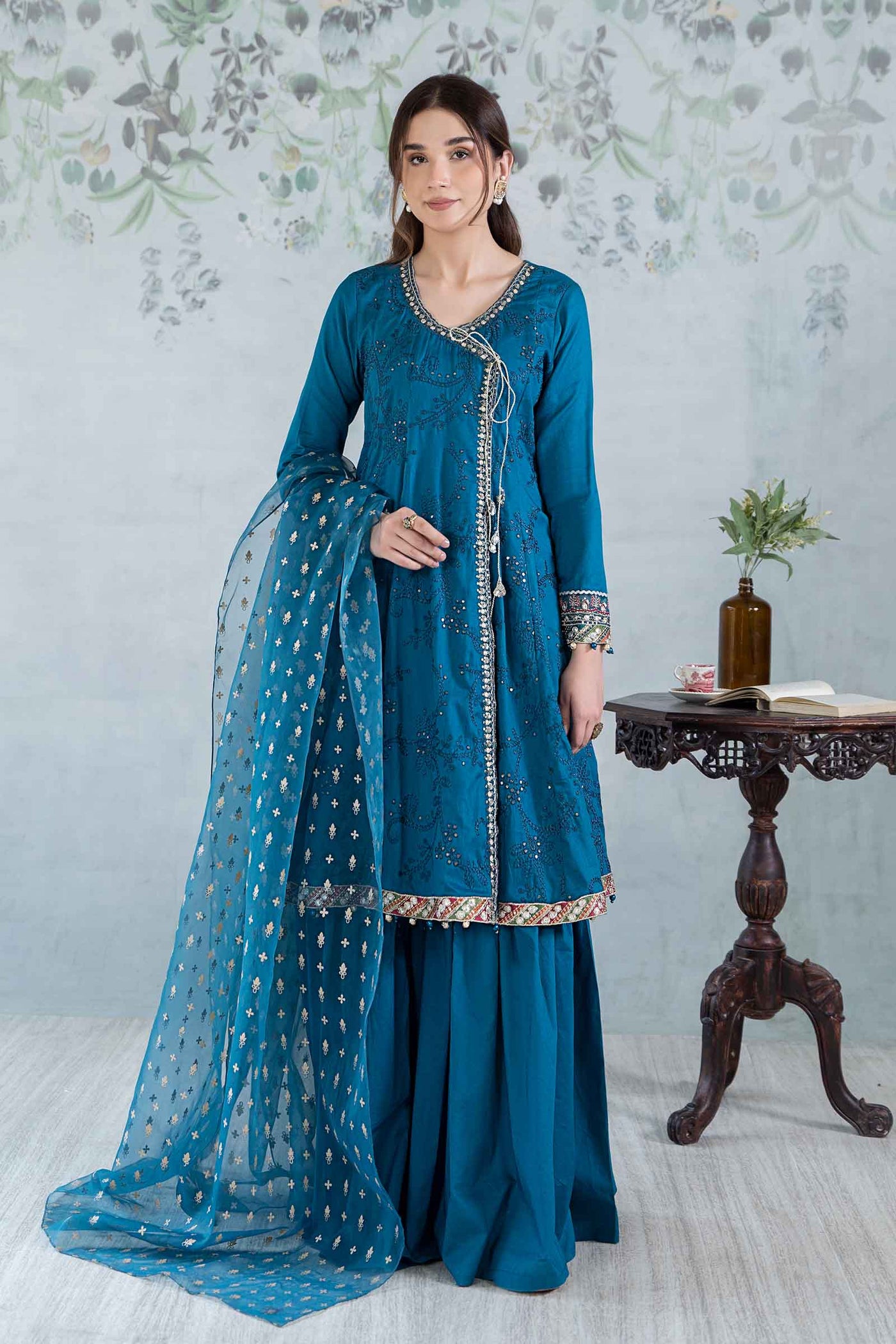 3 PIECE EMBROIDERED NET SUIT | DW-EA24-49