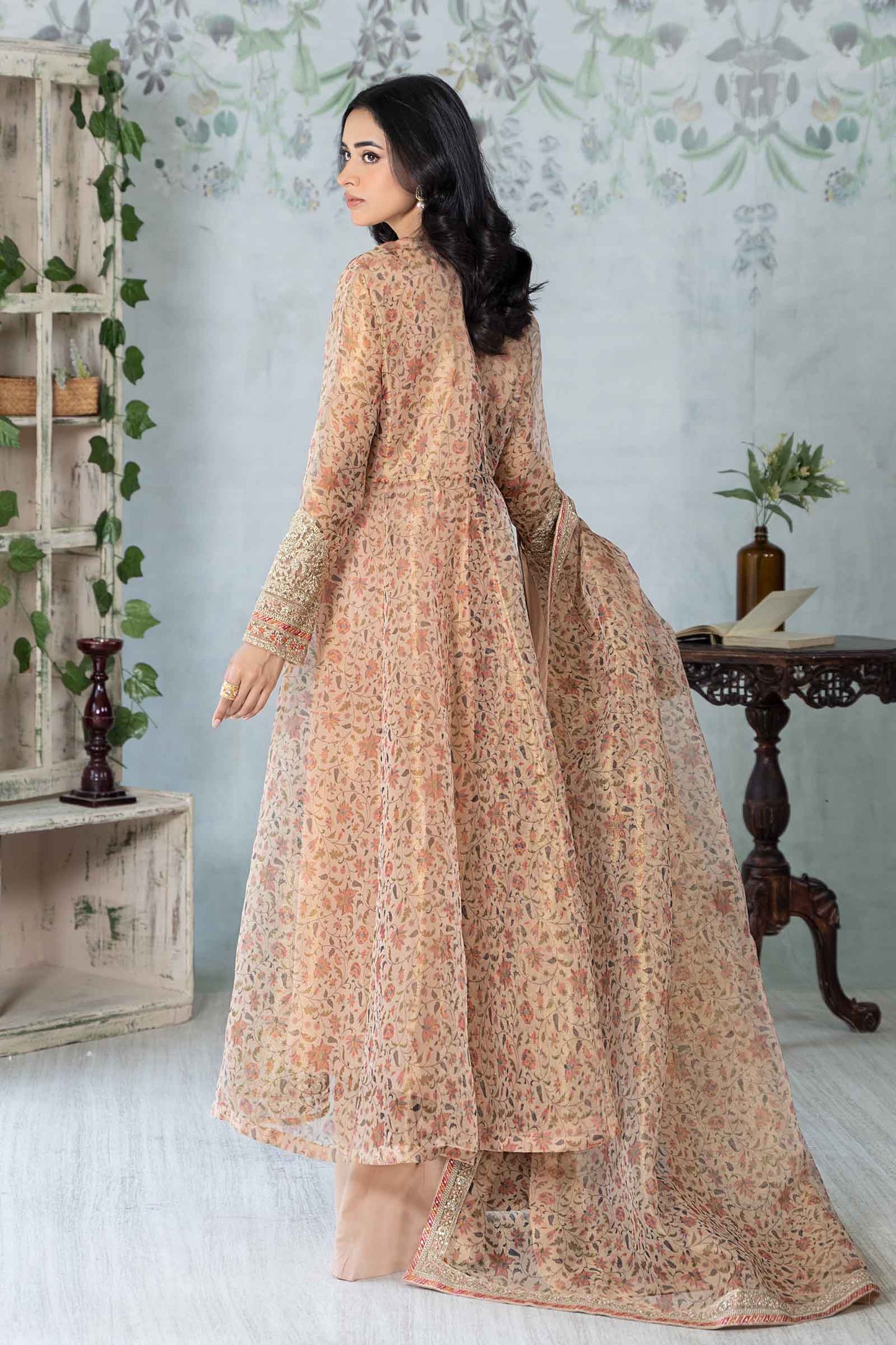 3 Piece Printed Cotton Net Suit