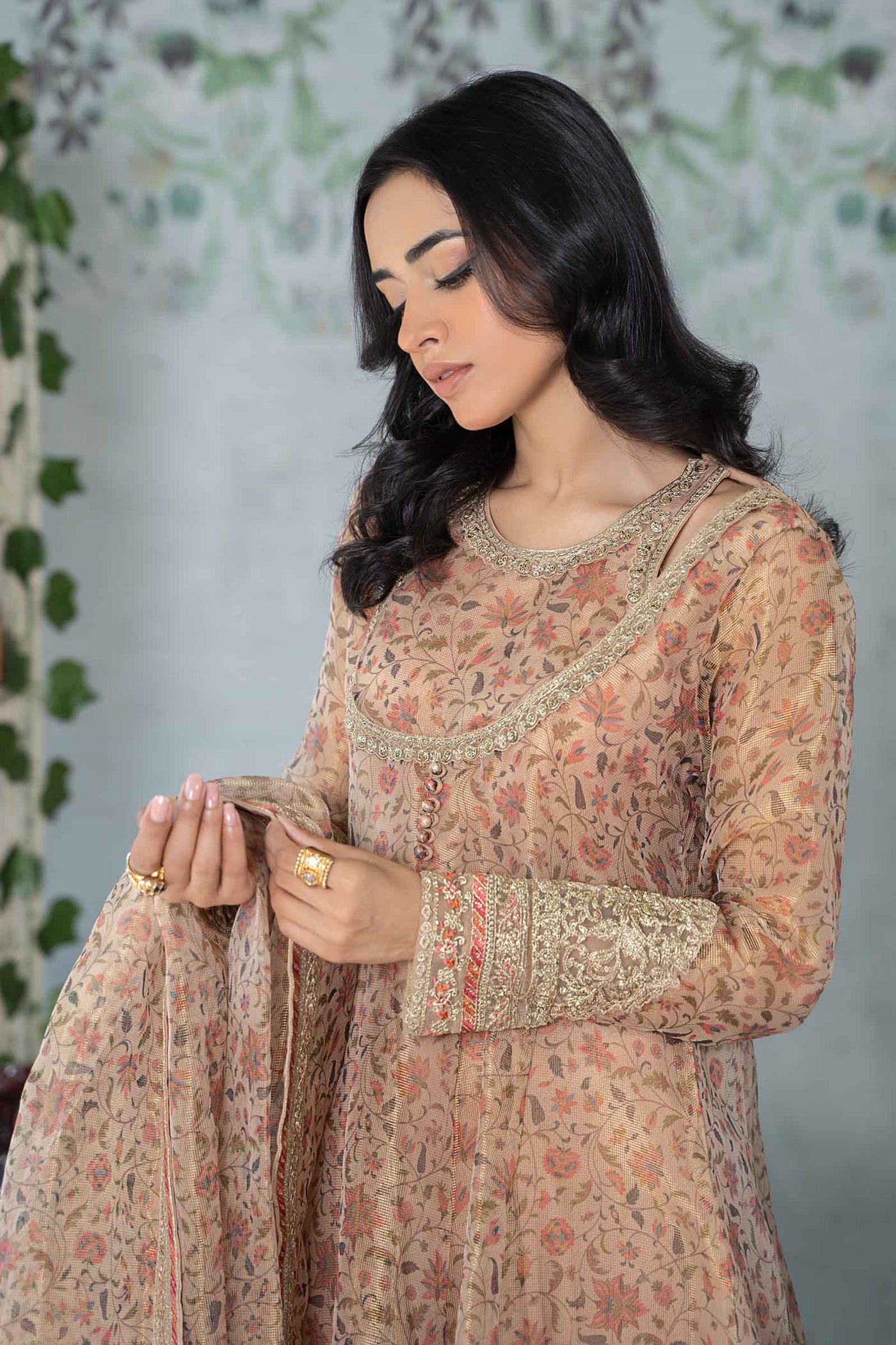 3 Piece Printed Cotton Net Suit | DW-EA24-75