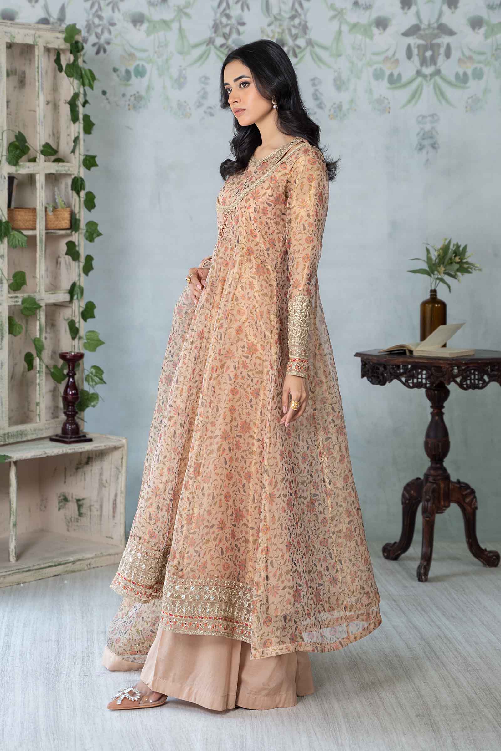 3 Piece Printed Cotton Net Suit