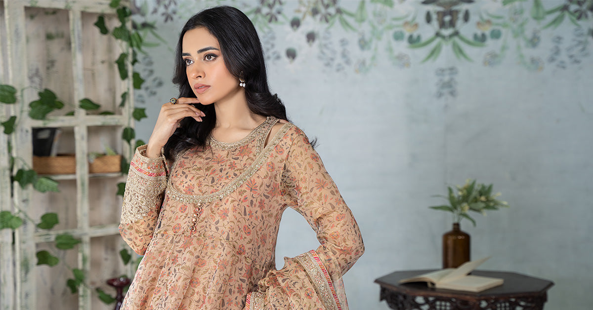 3 Piece Printed Cotton Net Suit | DW-EA24-75