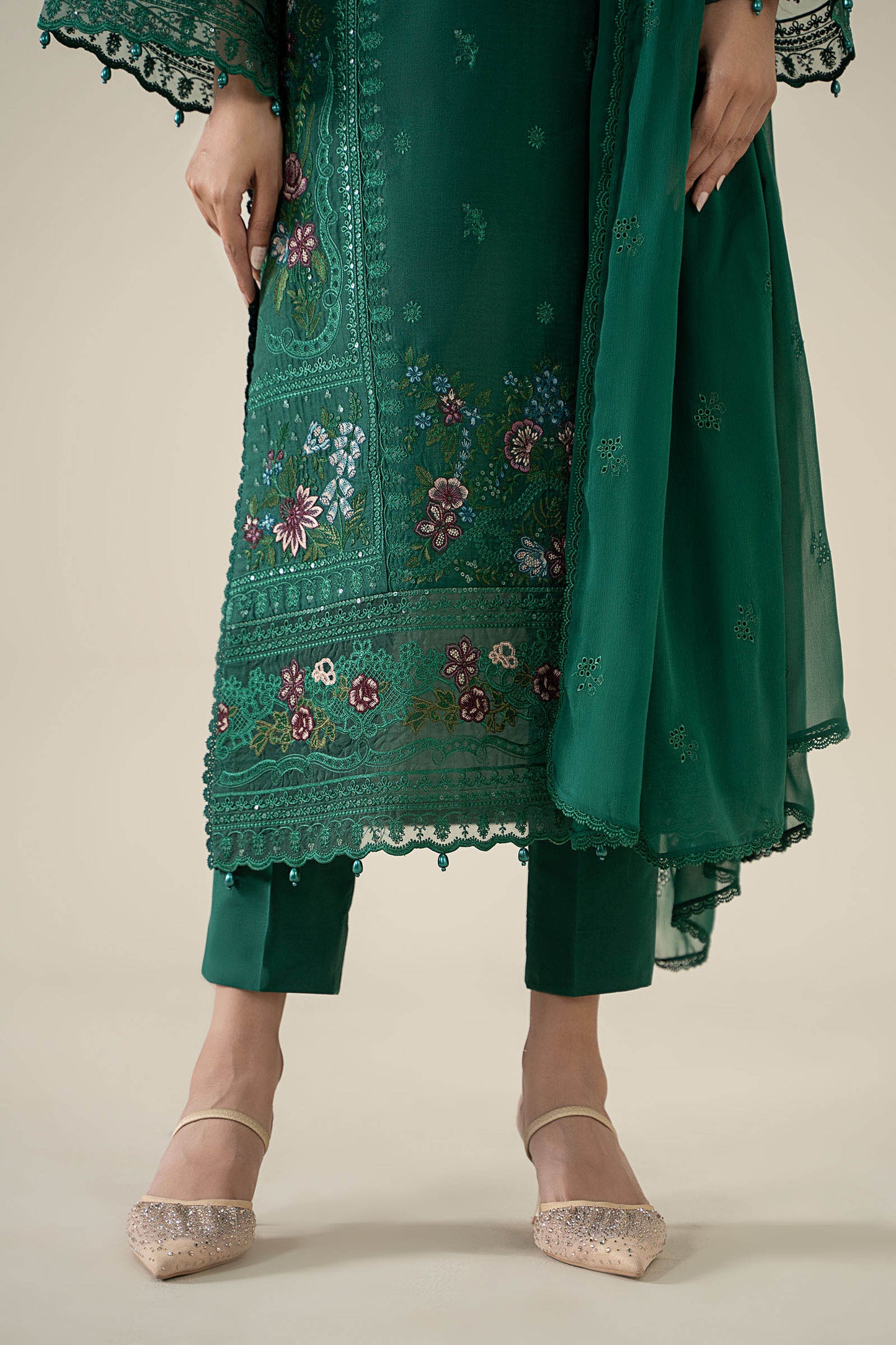 3 Piece Embroidered Dobby Suit