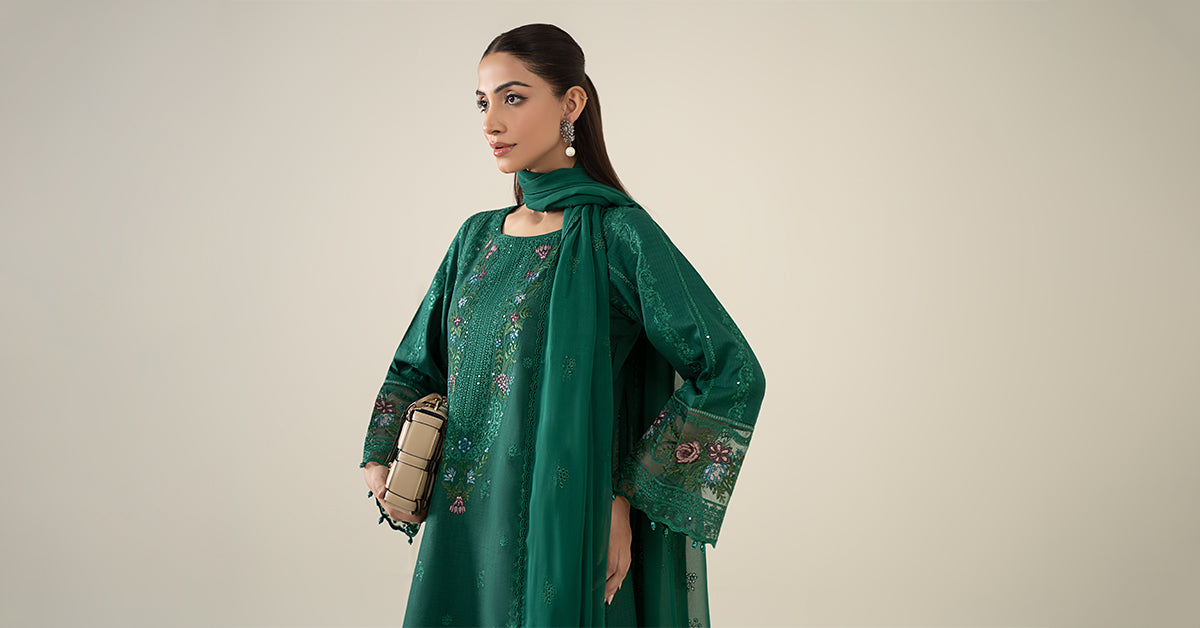 3 Piece Embroidered Dobby Suit |  DW-EA25-25